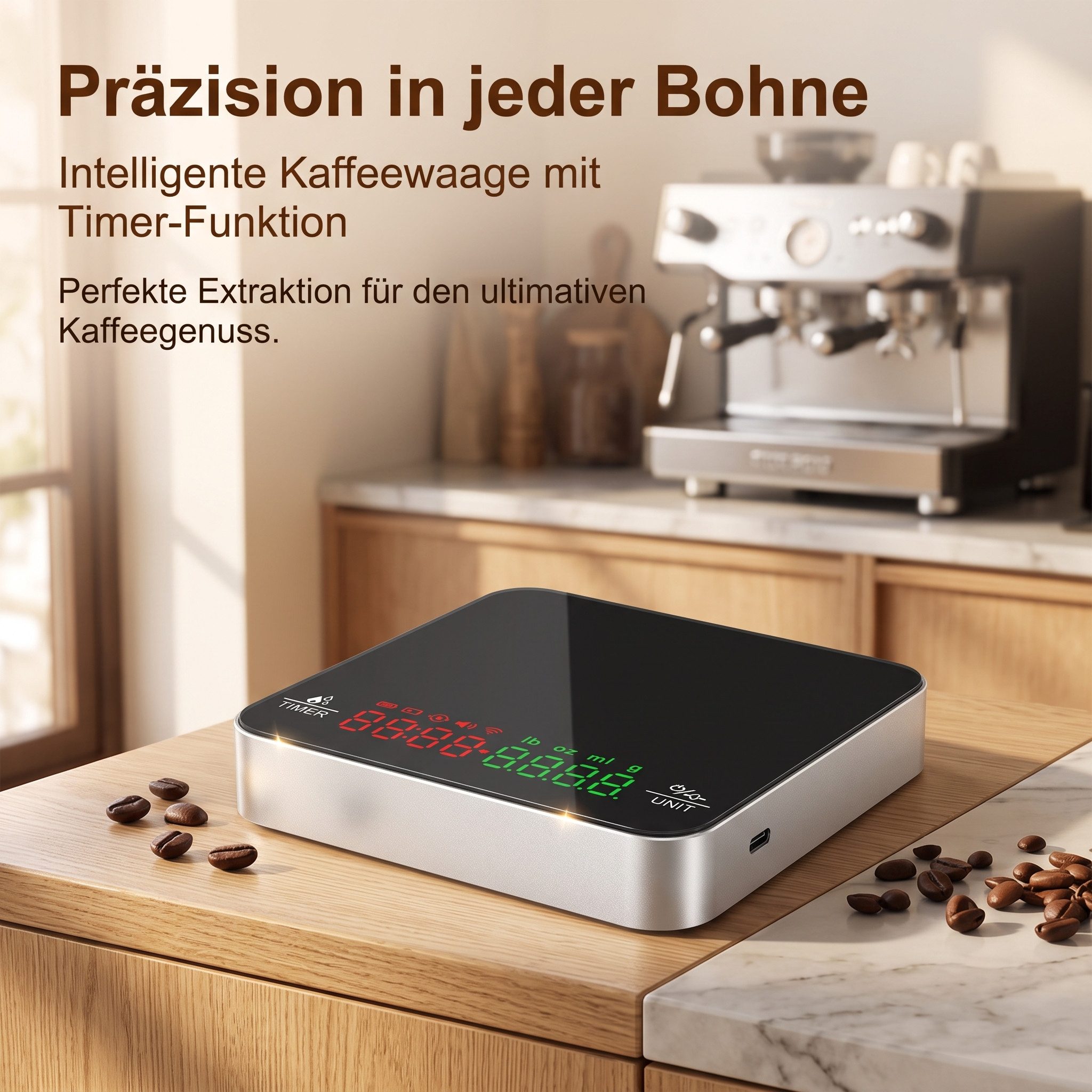 AIMAX Feinwaage Kaffeewaage 0,1 g genau mit Timer und USB-Akku, (haushaltswaage digital für die küche, küchenwaage digital gramm genau), küchenwaage 0 1g genau,digitale waage küche