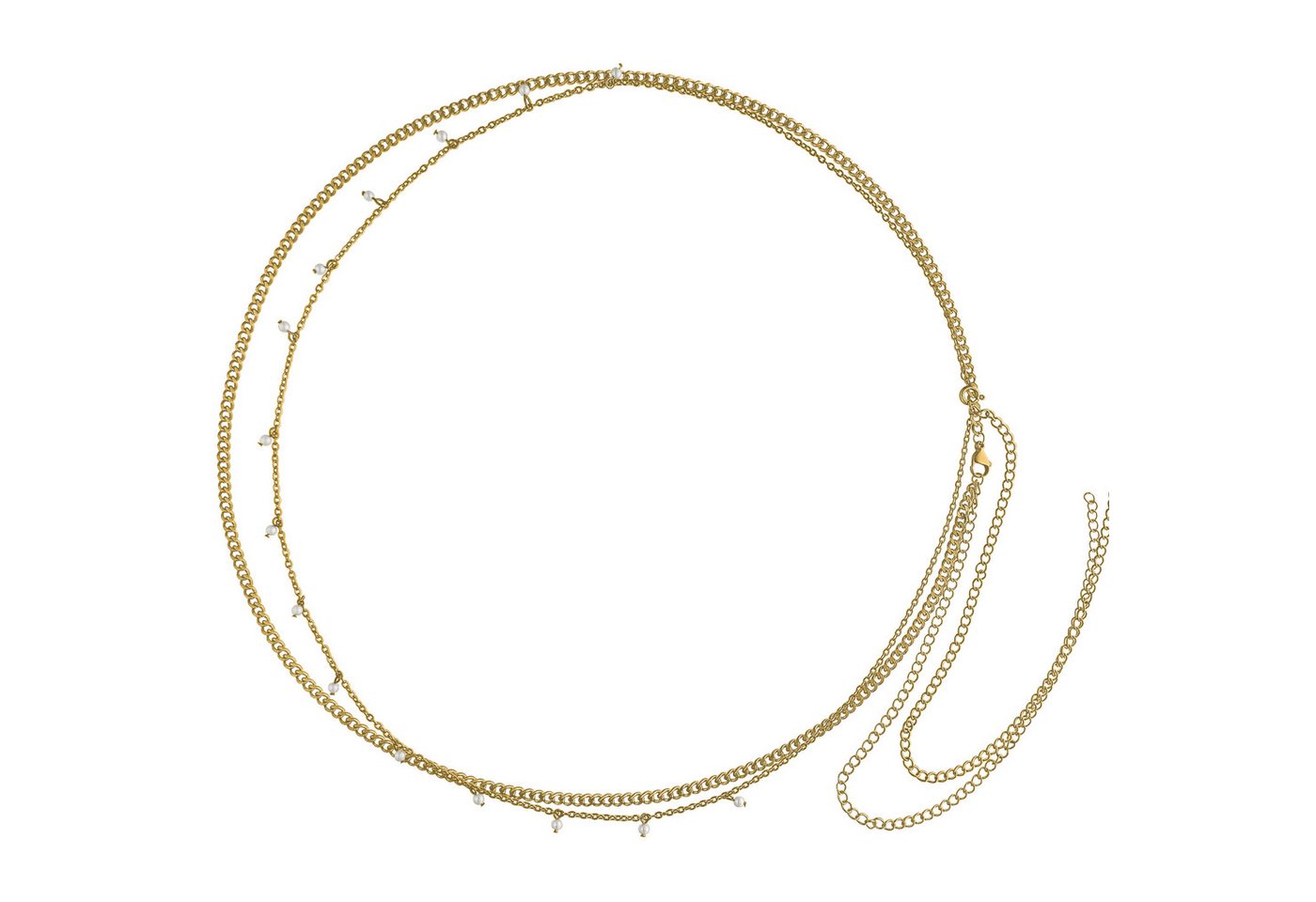 Wildcat Bauchkette Synthetic Pearl Double Belly Chain für Bauchnabel, 1 Stück, Chirurgenstahl 316L - wasserfest, hautverträglich, Gold