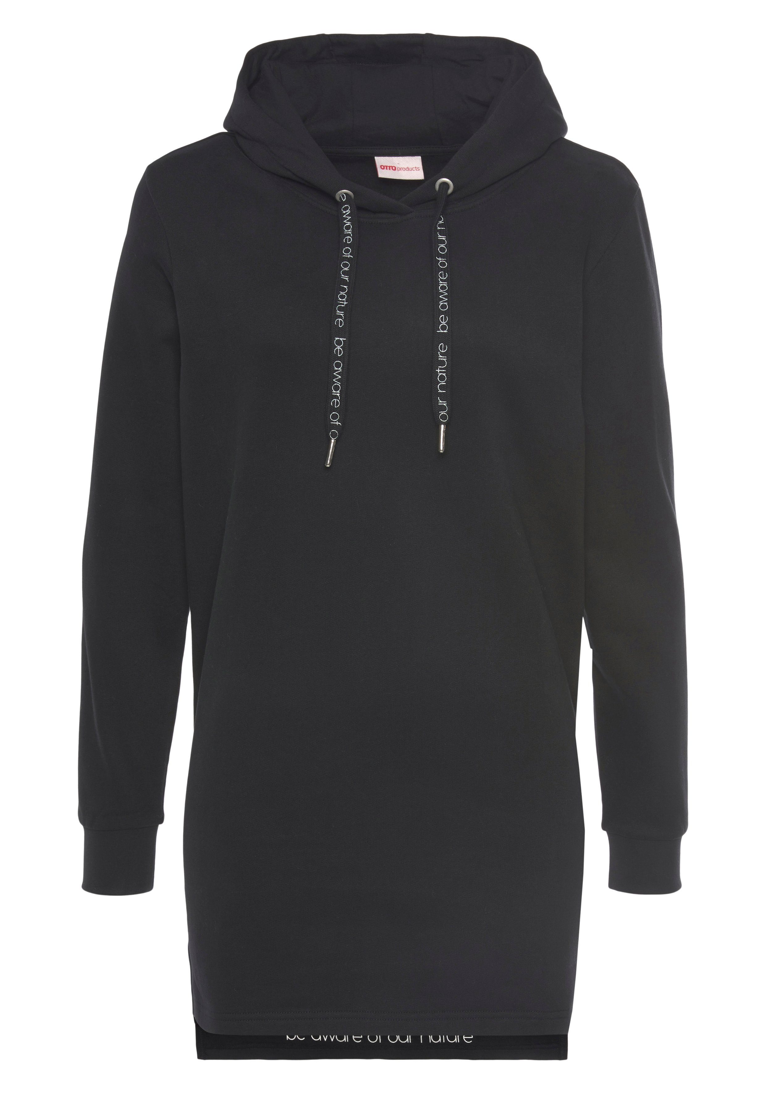 zertifiziert Longsweatshirt mit aus - schwarz nachhaltig OTTO products Bio-Baumwolle GOTS Kapuze