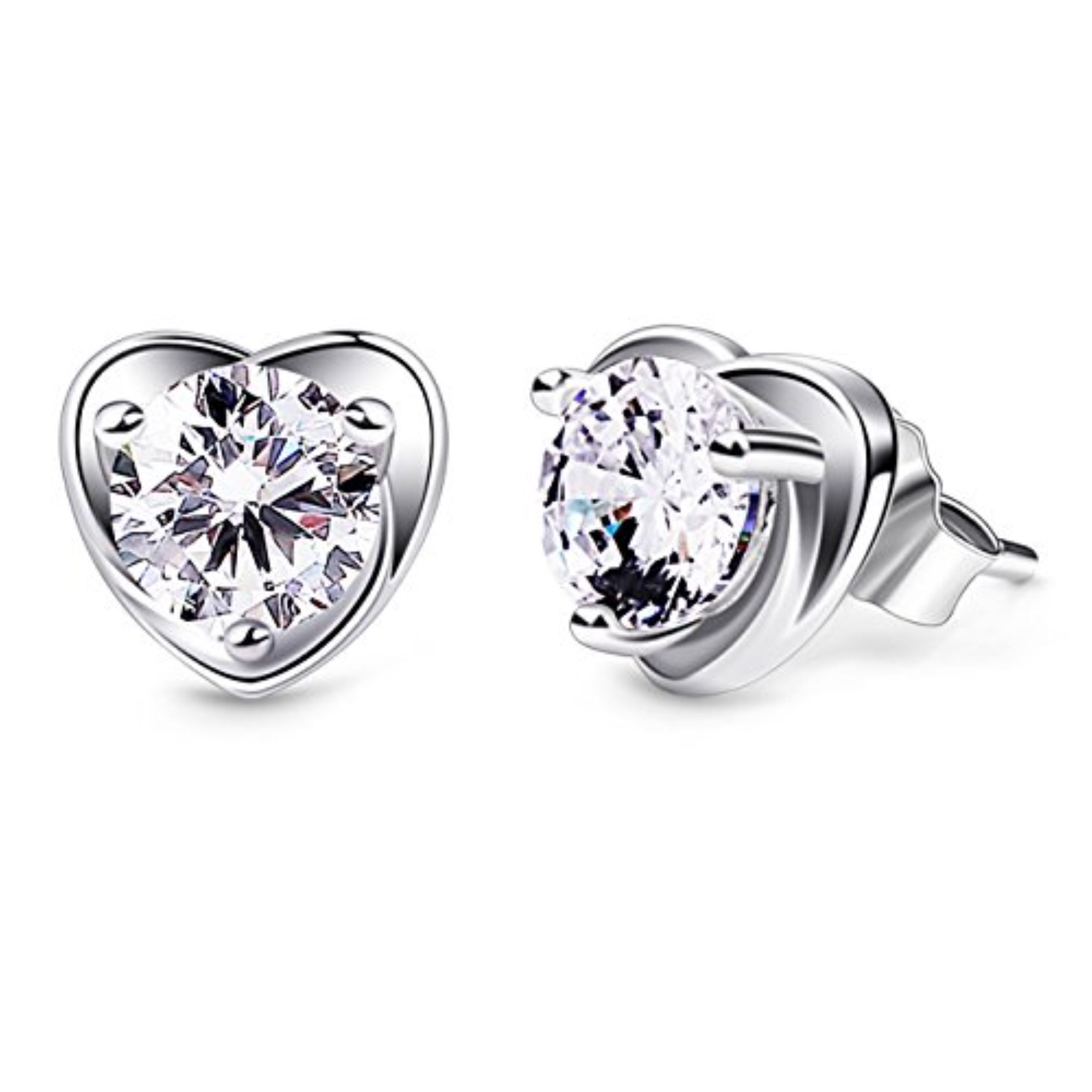 B. Catcher Paar Ohrstecker Herz Ohrringe Damen 925 Silber Ohrstecker - Zirkonia Schmuck (1 Paar Ohrstecker-Set inkl. Geschenkbox, 2-tlg., 1 Paar Ohrstecker mit Zirkonia-Steine, Geschenkverpackung), Hochwertige Verarbeitung