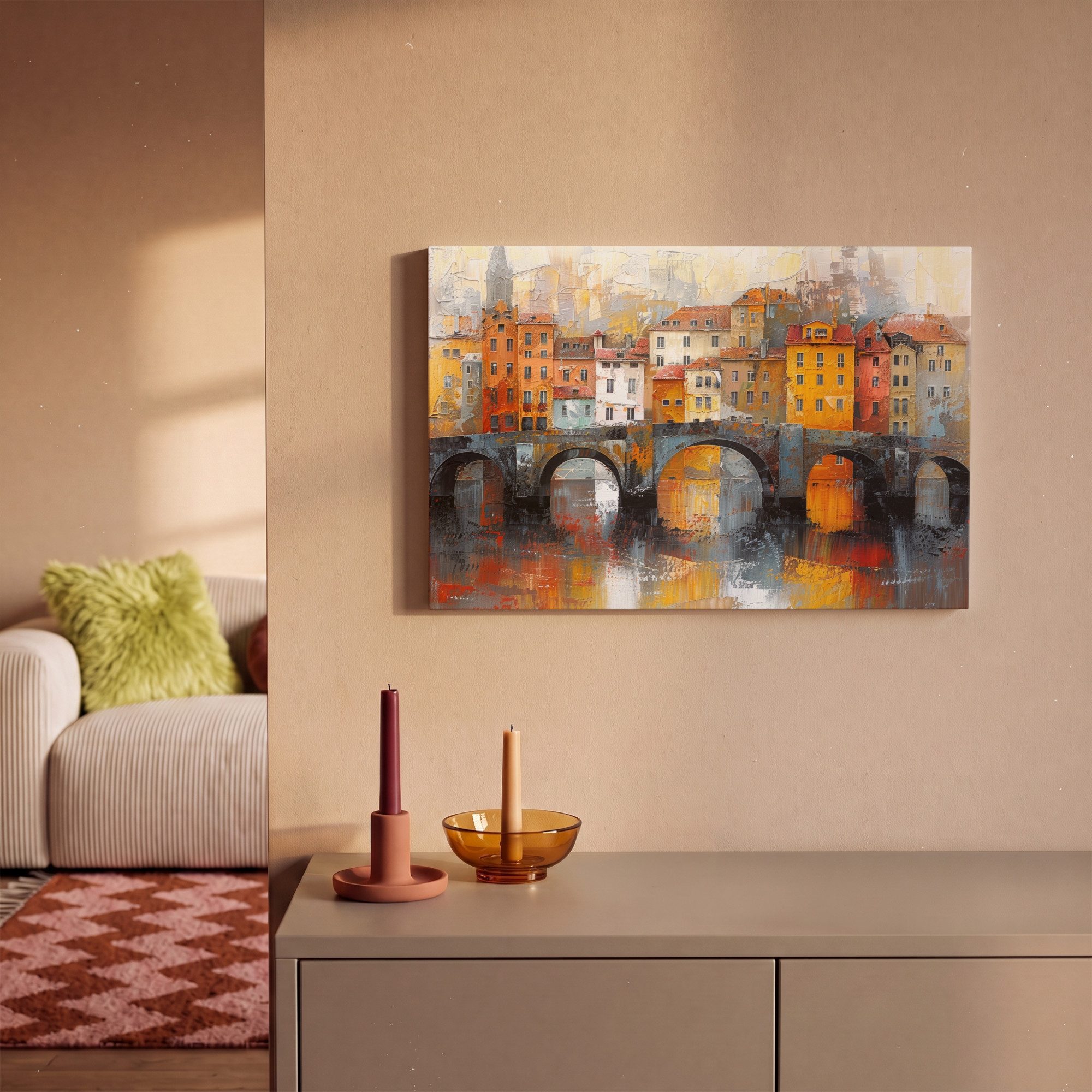 OneMillionCanvasses® Leinwandbild Graben - Häuser - Kunst, Fotodruck (1 St), Leinwand Bilder Klein, Wand Dekoration Aesthetic 30x20 cm – Bild 2 von 5