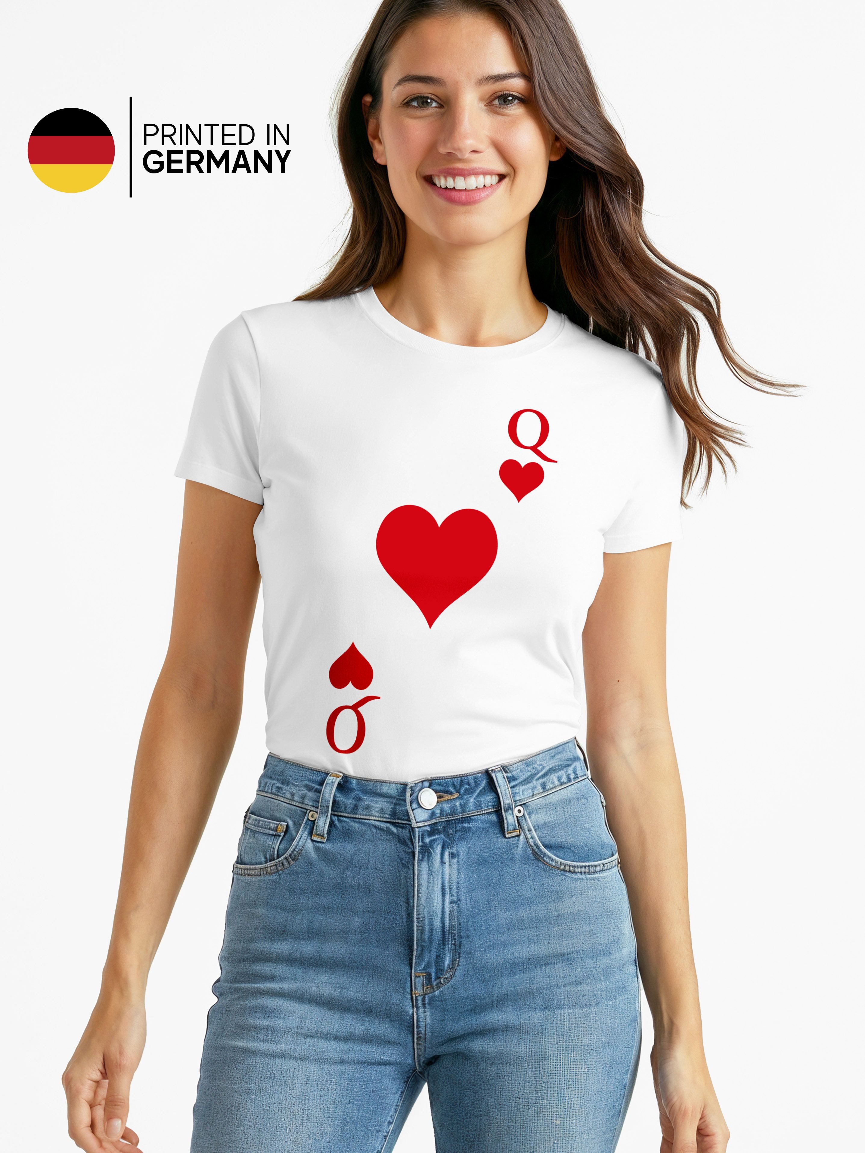 MoonWorks Print-Shirt Damen T-Shirt Kartenspiel Kostüm Spielkarten Gruppenkostüm Karten mit Print