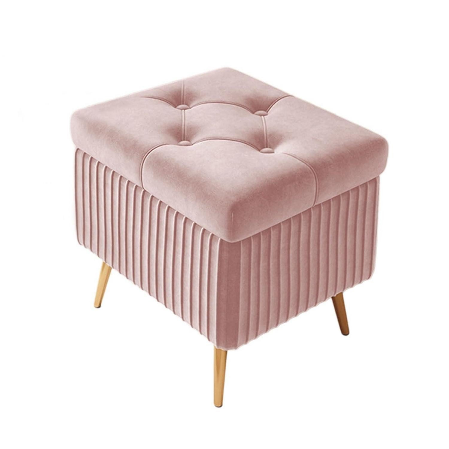 LuxusKollektion Polsterbank Ottomane mit Stauraum 40x40cm Light Pink (1-St)