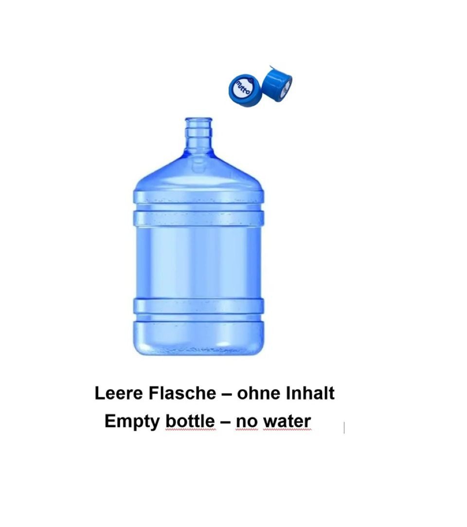 Mutto Trinkflasche Leere Wassergallone für max. 19 Liter, 2 Deckel, ohne Wasser, leer / unbefüllt, inklusive 2 Deckel, ohne Wasser und Pumpe