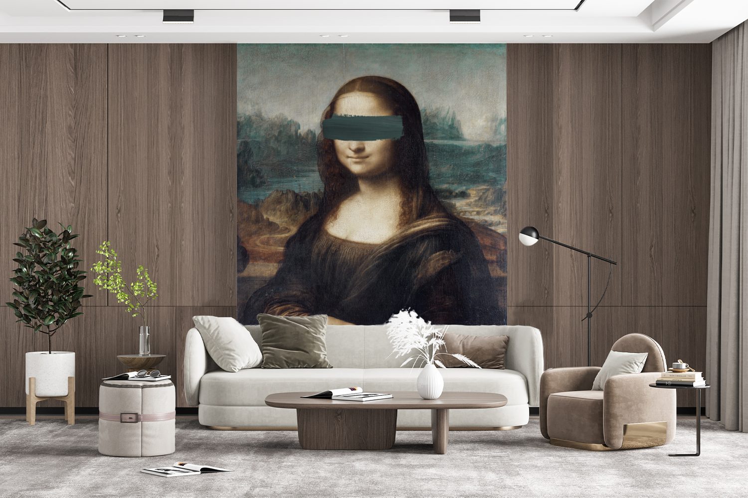 Vinci (4 für Da Tapete bedruckt, - Vinyl St), Fototapete Wandtapete Lisa Wohnzimmer, - Matt, MuchoWow Montagefertig Mona Gemälde,