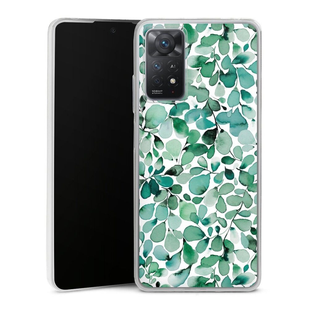 DeinDesign Handyhülle Pastell Wasserfarbe Blätter Watercolor Pattern Leaffy Leaves, Xiaomi Redmi Note 11 Pro 5G Slim Case Silikon Hülle Ultra Dünn