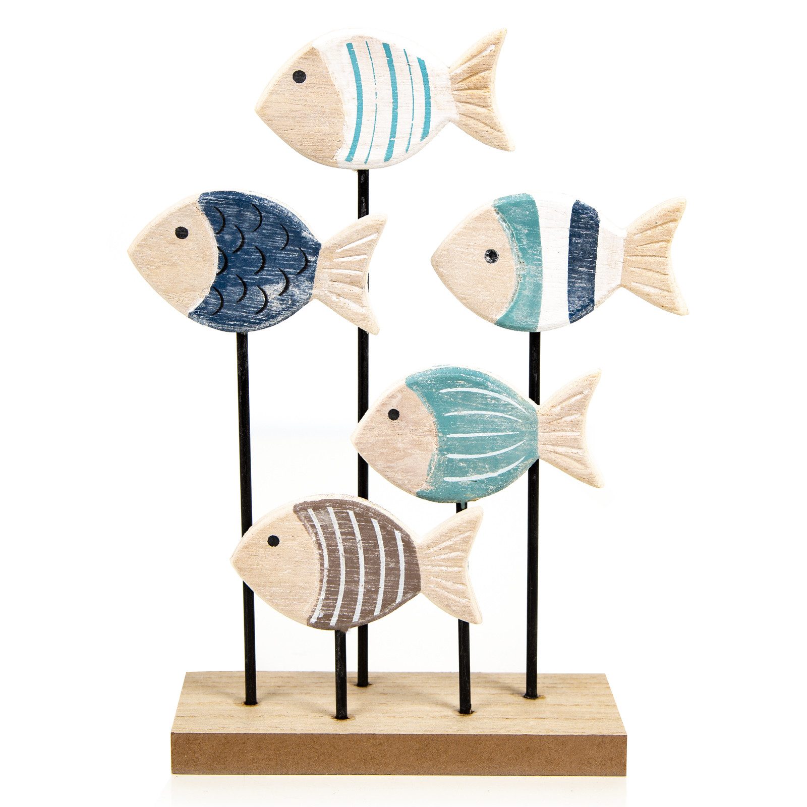 Dekofigur 5 Fische auf Stab weiß blau 26 cm hoch