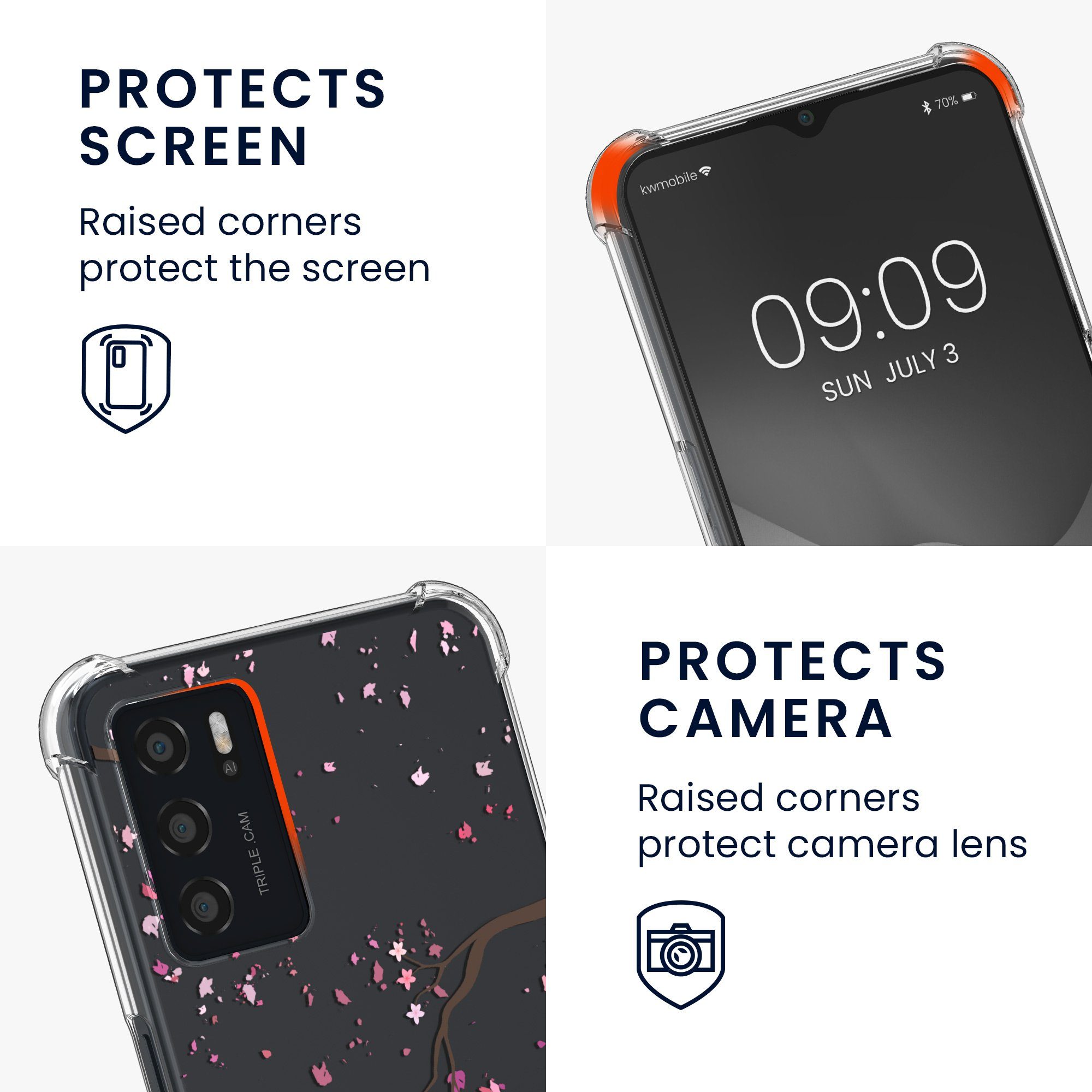 kwmobile Handyhülle Hülle für Oppo A16 / A16s / A54s, Silikon Handyhülle mit Kette - Handykette Handyband