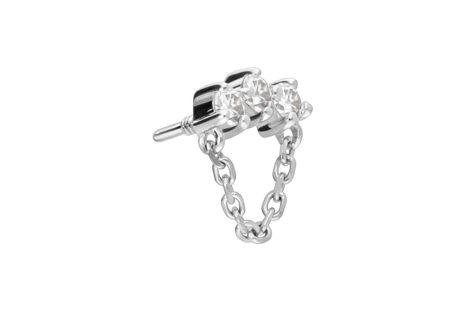Piercing-Set 14 Karat Gold Schraubaufsatz mit Außengewinde MOISSANIT-BOGEN + KETTE