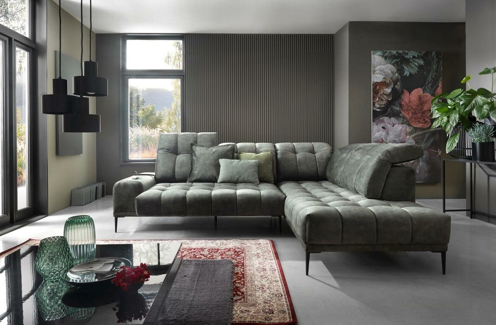 Ecksofa, Design JVmoebel L-Form Grau modernes Couch Luxus Stoff Sofas Ecksofa