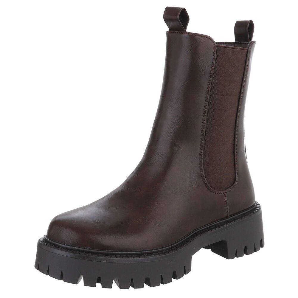 Ital-Design Stylische Chelsea-Boots mit Profilsohle für Damen Plateaustiefe günstig online kaufen