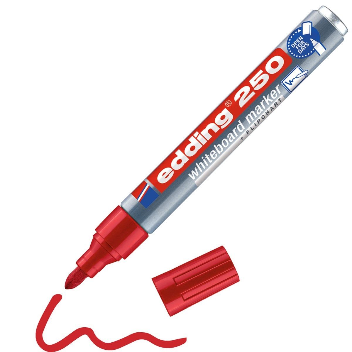 edding Whiteboard Marker Whiteboardmarker edding 250 nachfüllbar Rundspitze rot, austauschbare Spitze