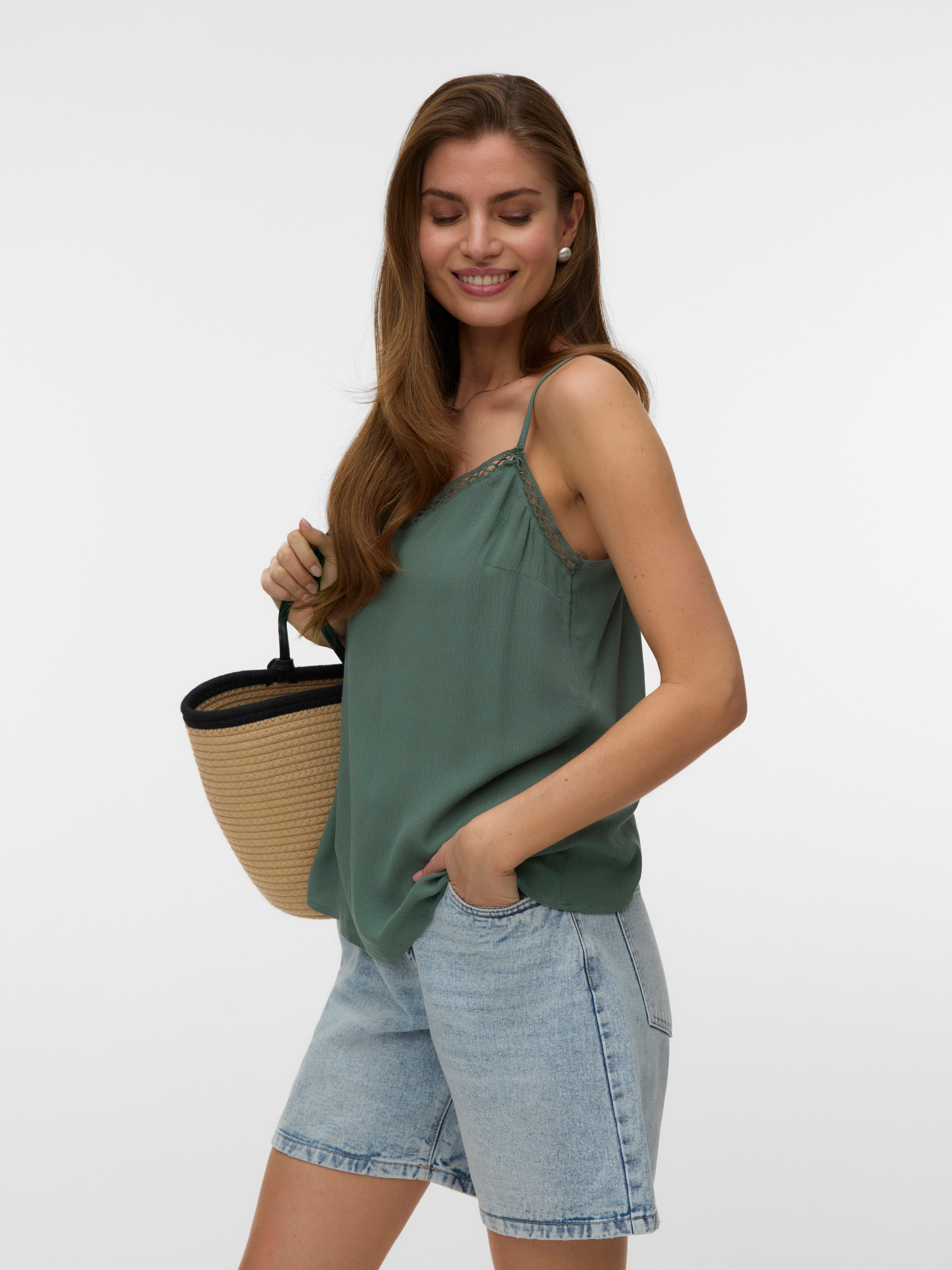 Vero Moda Spaghettitop VMMENNY LACE SINGLET WVN GA Viskose, regular fit