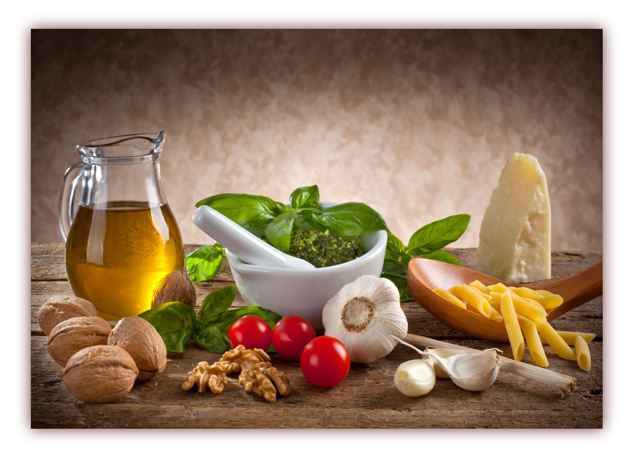 LYSCO Poster XXL 100 x 70cm (F-228) Nudeln mit Pesto, Küchenposter (DIN B1), Wandposter Küche (Lieferung gerollt)