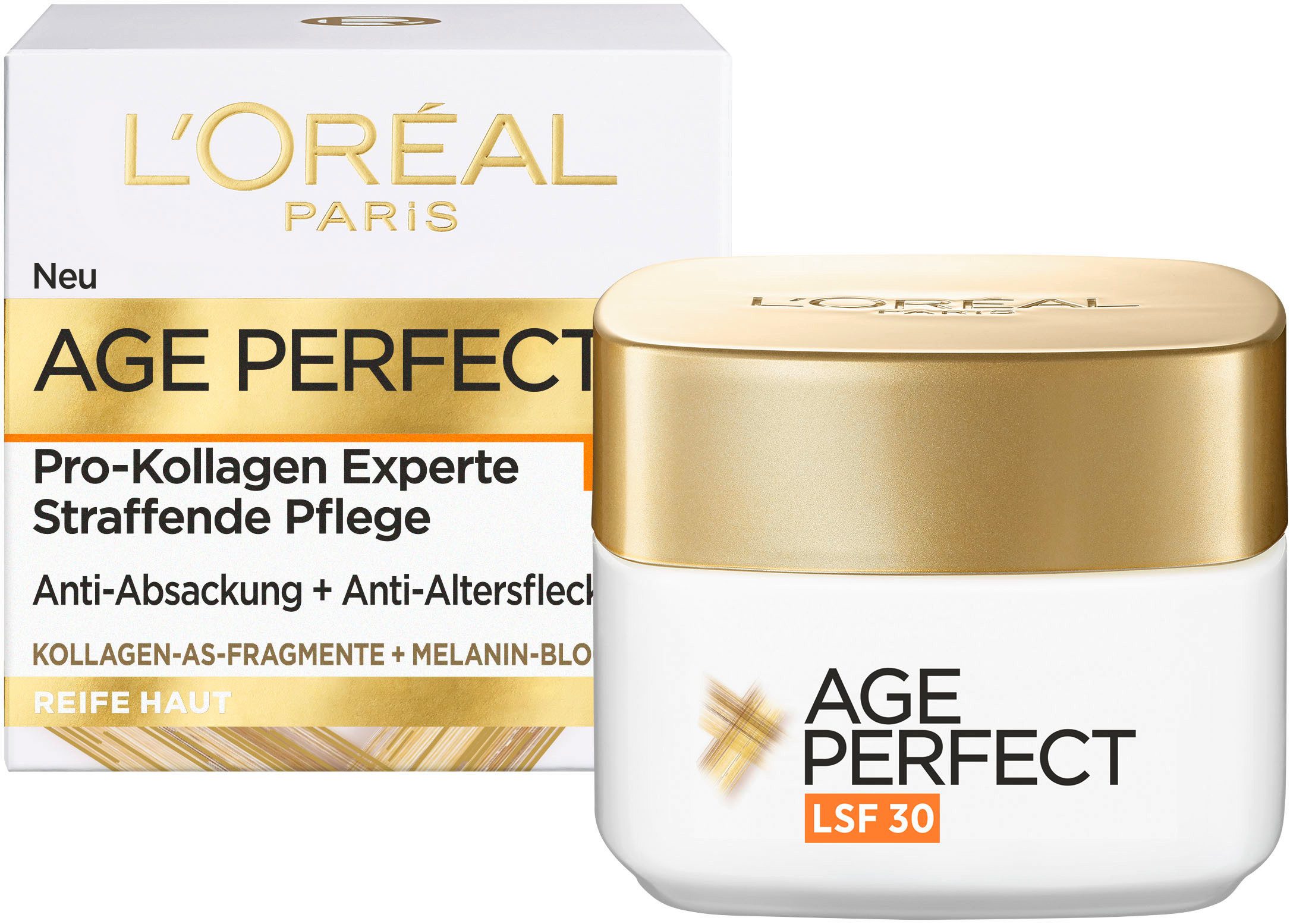 L'ORÉAL PARIS Tagescreme AGE PERFECT PRO-KOLLAGEN EXPERTE TAGESPFLEGE LSF 30, strahlende Haut, verfeinert Poren, feuchtigkeitsspendend, LSF 30