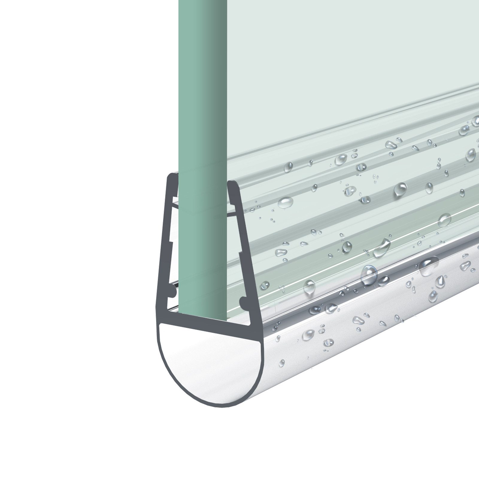 MEYKOERS Duschdichtung Ersatzdichtung für Duschglas Glas PVC Wasserabweiser Dichtungsprofiler, L: 60 cm, (Duschdichtung mit Rundprofil, 1-St), Transparent Duschdichtung für Glas