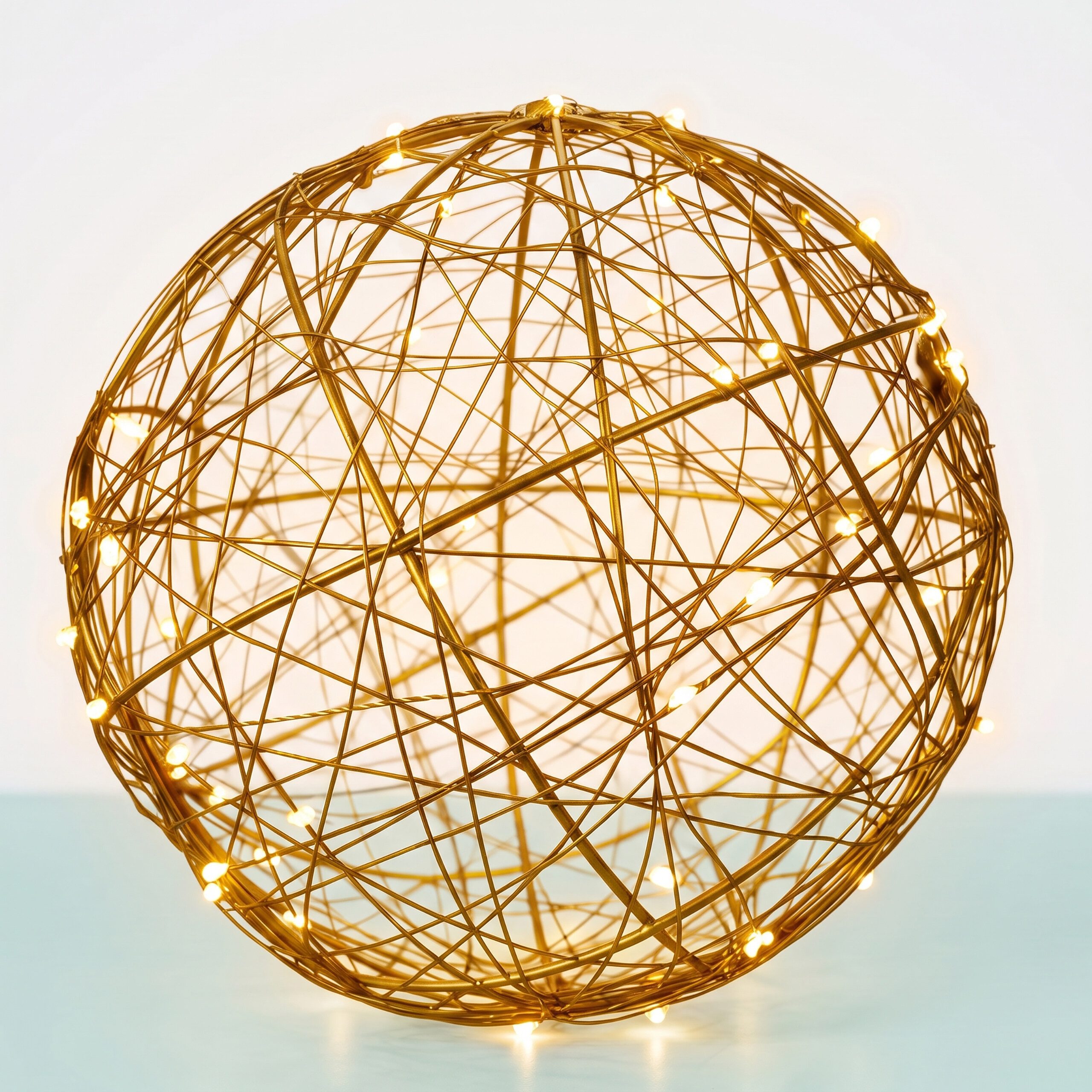 relaxdays LED Kugelleuchte LED Dekokugel 30 cm, Automatische Abschaltung nach 6 Stunden, LED, Warmweiß, gold – Bild 5 von 5