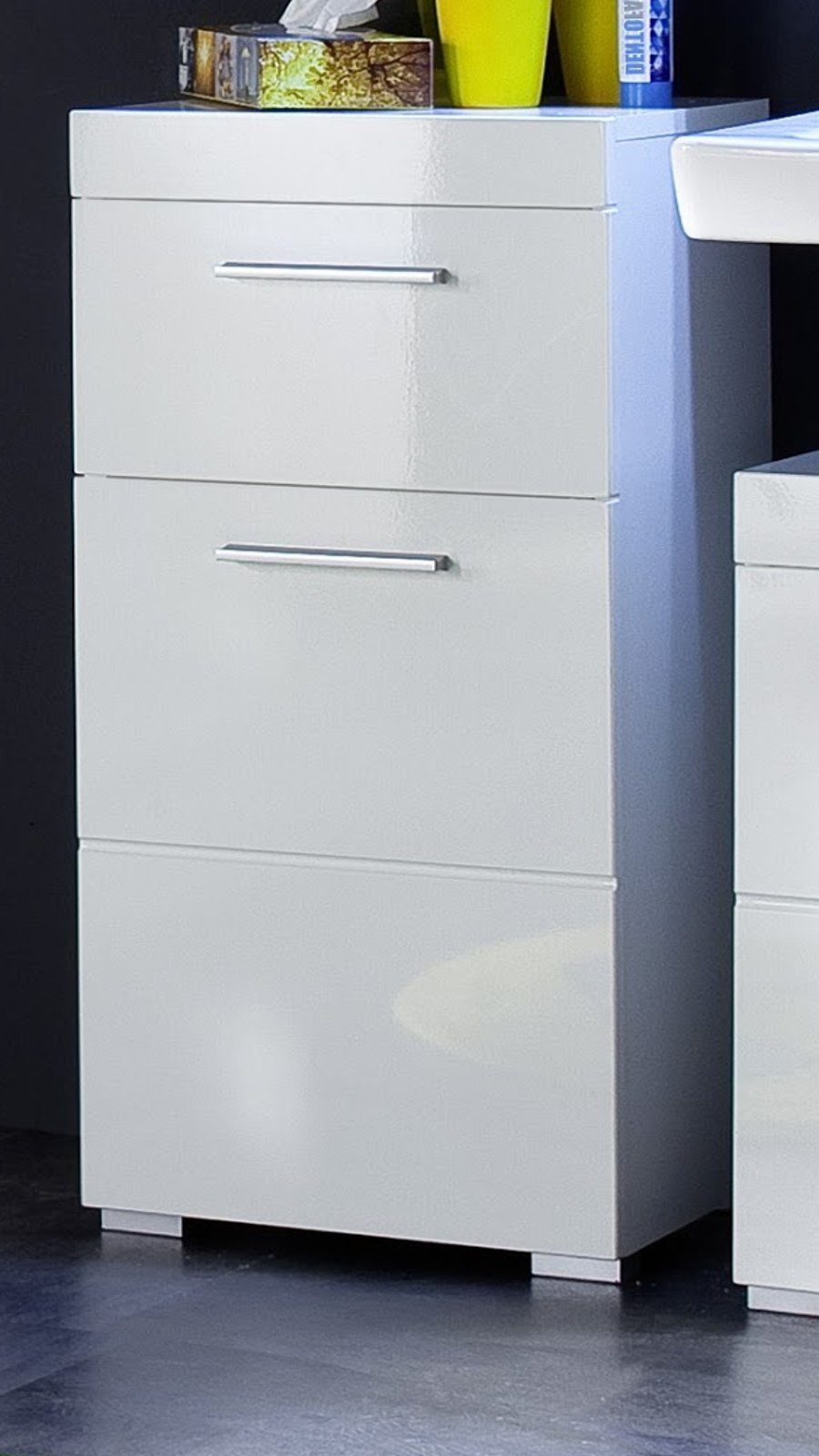 trendteam Unterschrank Amanda (Badschrank in weiß Hochglanz, 37 x 79 cm) mit Schublade