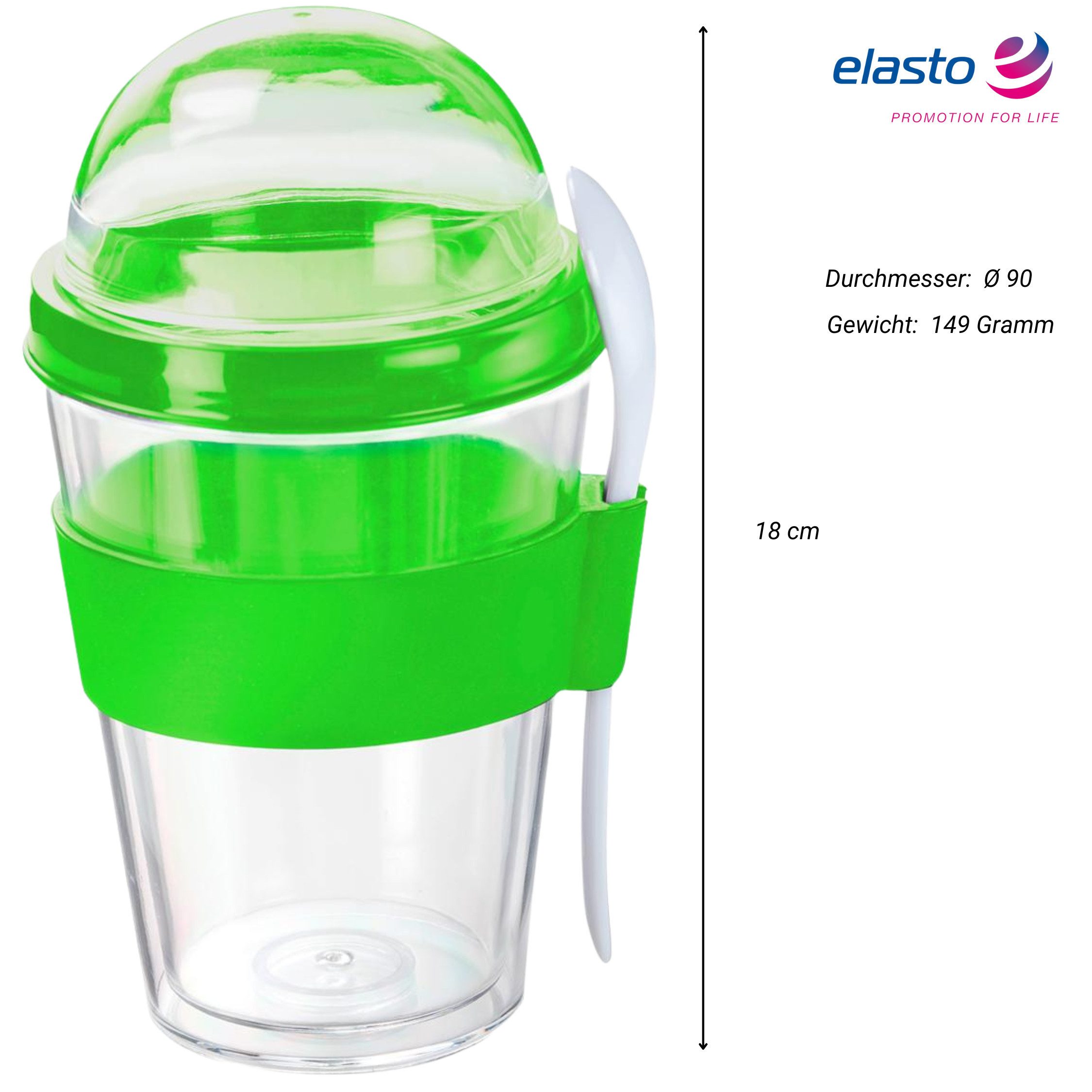 elasto Vorratsdose Müslibecher "Spoon", transparent