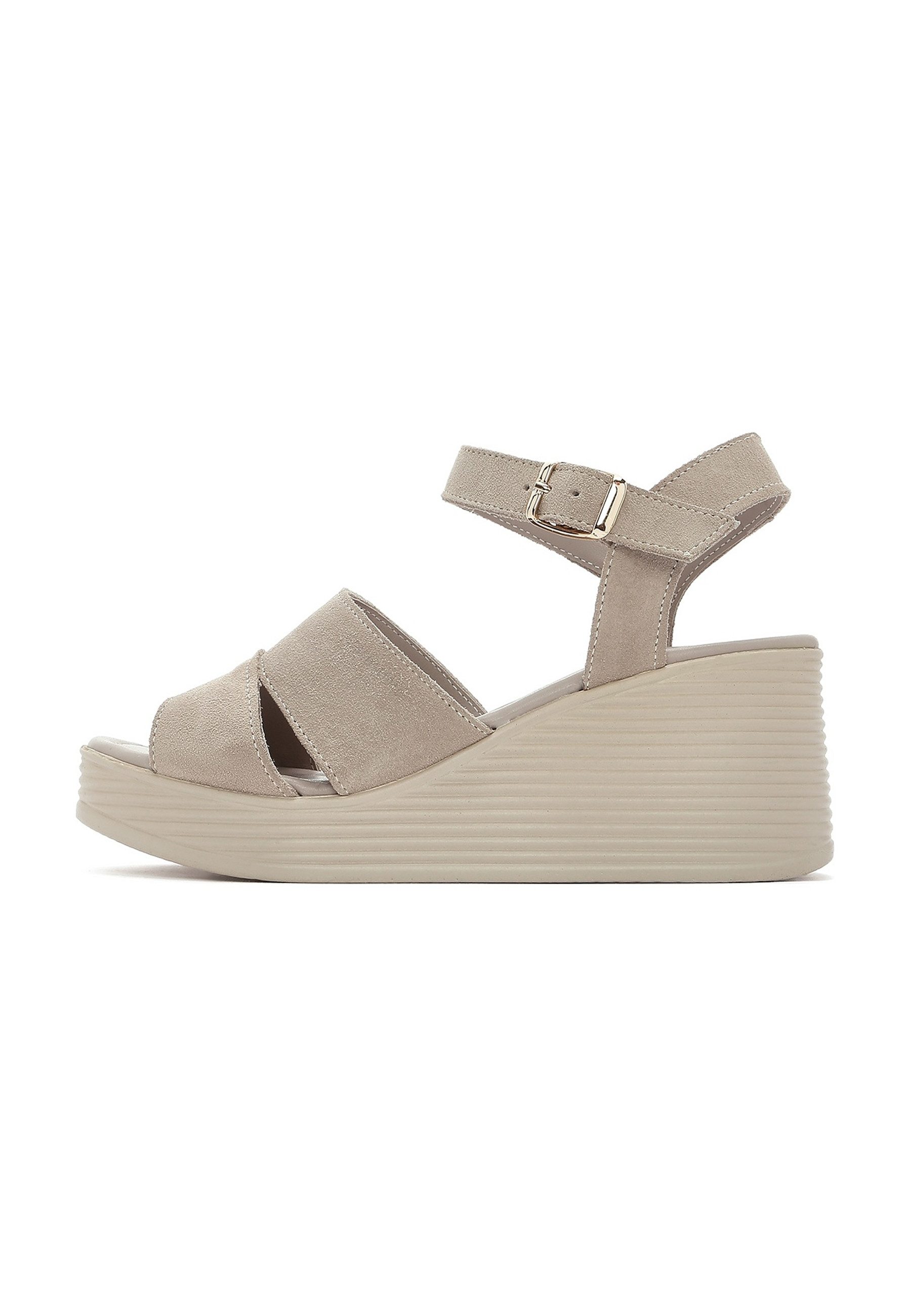 Derimod Keilsandalen aus Leder Mules Leder, TPU-Sohle, Textilfutter, Schnallenverschluss, Keilabsatz