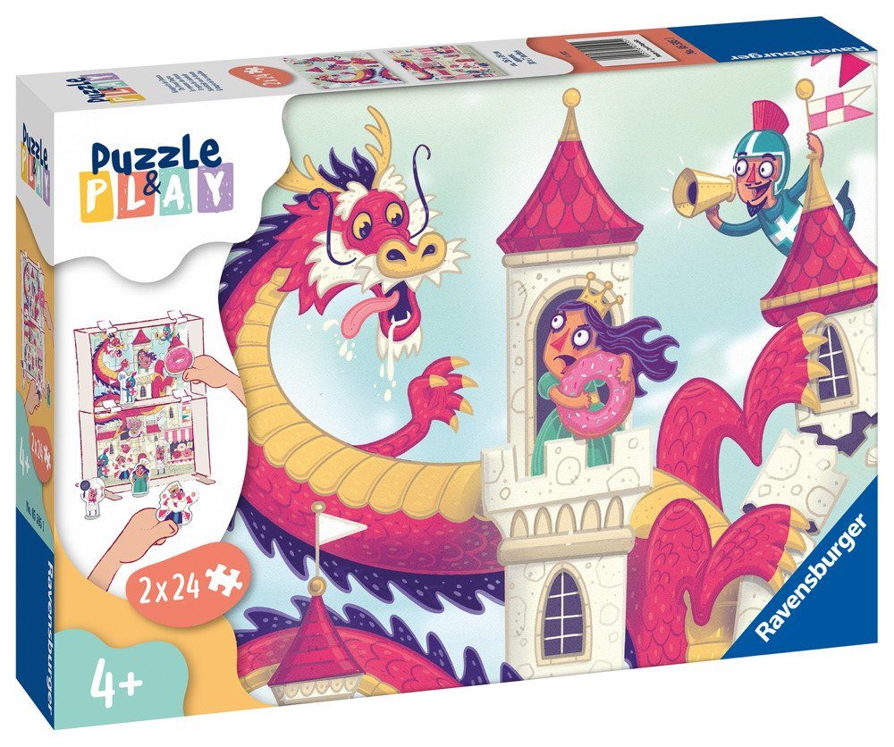 Ravensburger Puzzle & Play Ritterburg 1 inkl. Spielfiguren 05595, 24 Puzzleteile