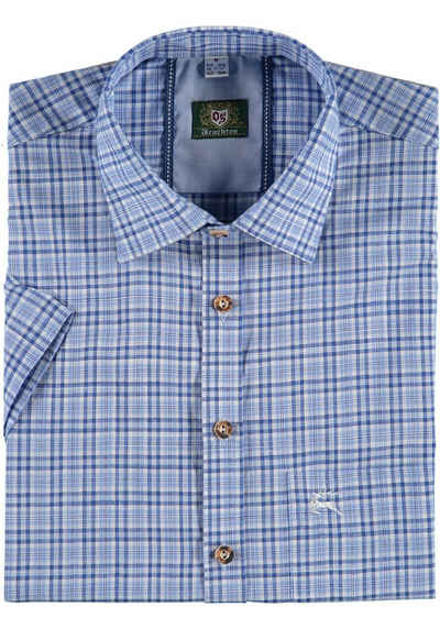 OS-Trachten Trachtenhemd »Gudio« Herren Kurzarmhemd mit Hirsch-Stickerei auf der Brusttasche