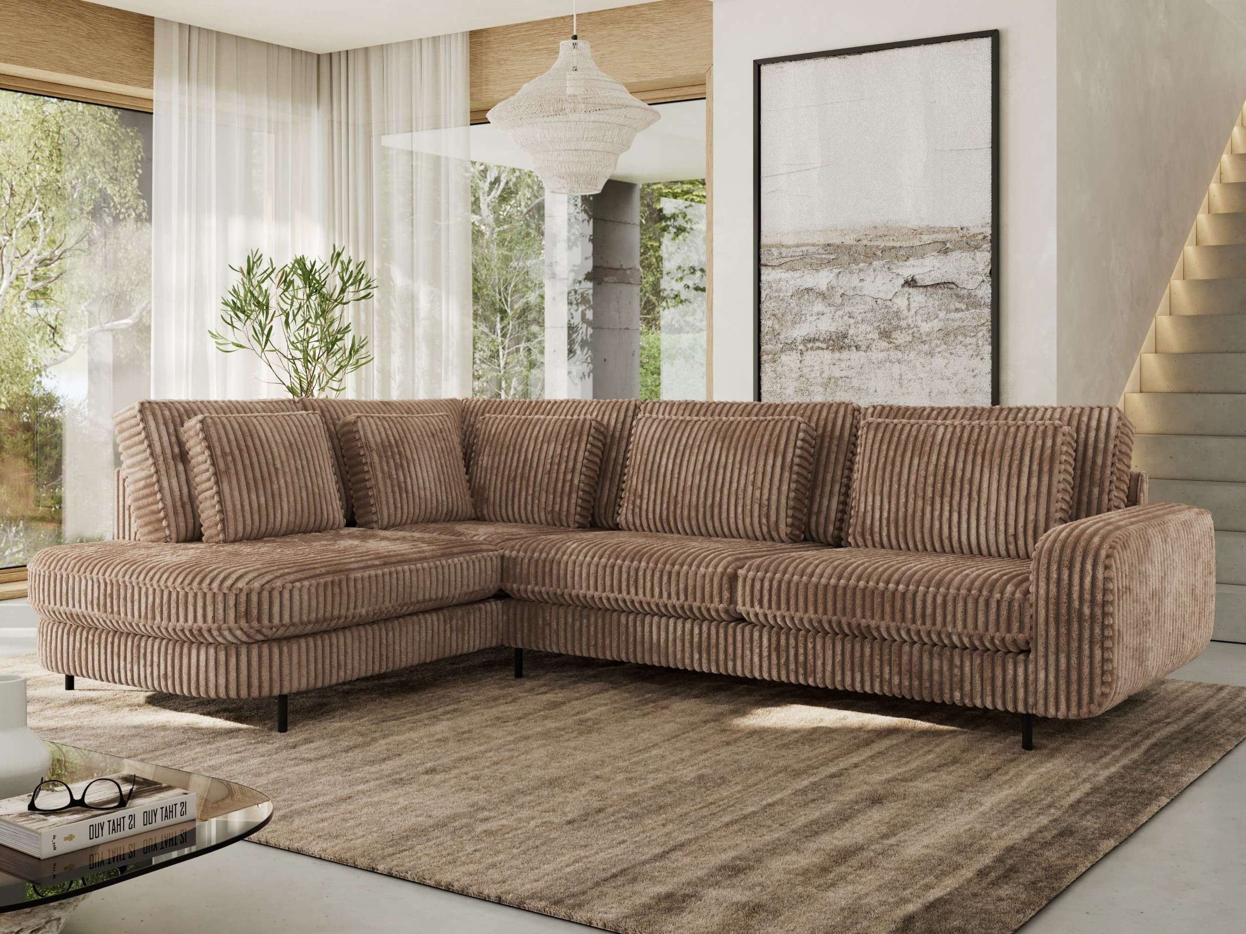 MKS MÖBEL Ecksofa CALENO L, Set, L-förmige Eckcouch, Polstersofa mit Wellenfederung, freistehend und rückenecht bezogen