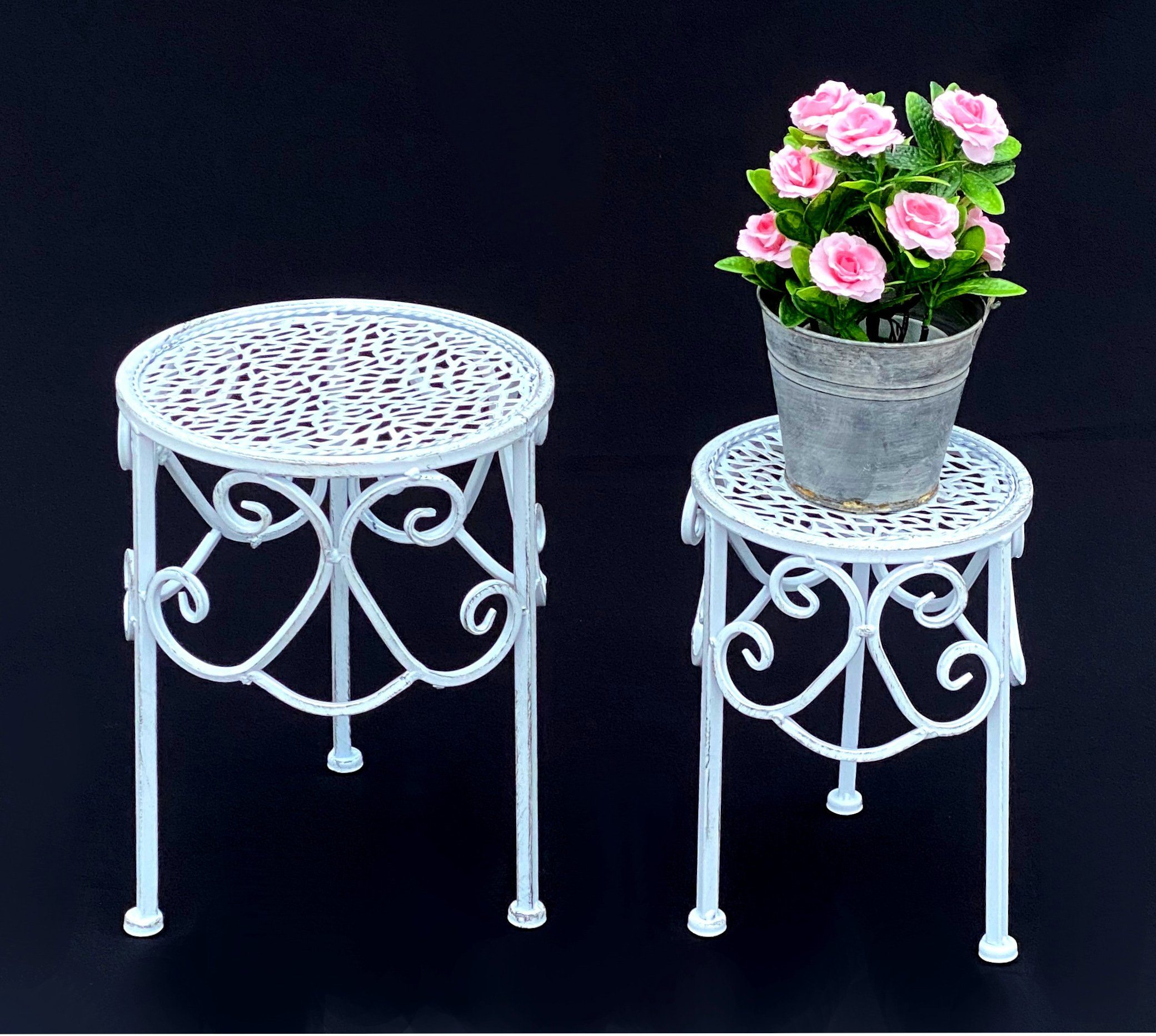 DanDiBo Blumenhocker »Weiß Metall Rund Blumenständer 96133 2er Set