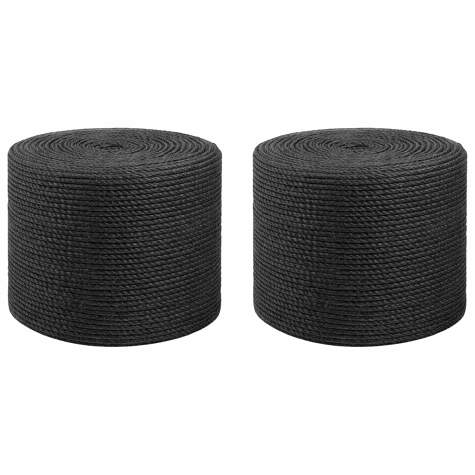 vidaXL Seil Juteschnur 2 pcs 2 Schwarz 100% Tossa Jute (2-tlg)
