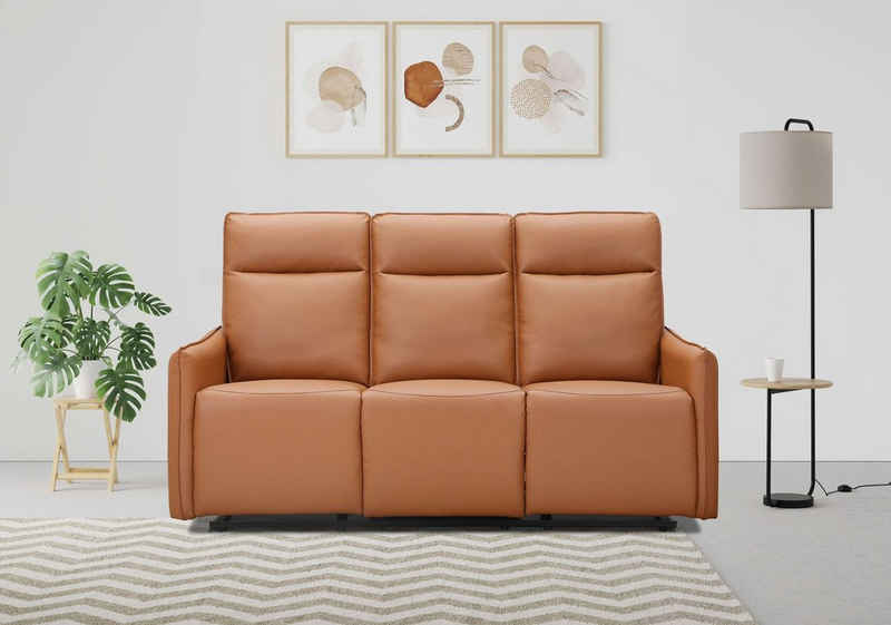 Dorel Home 3-Sitzer Lugo, Kinosofa mit Reclinerfunktion in Kunstleder und Webstoff, mit manueller Relaxfunktion in 2 Sitzen