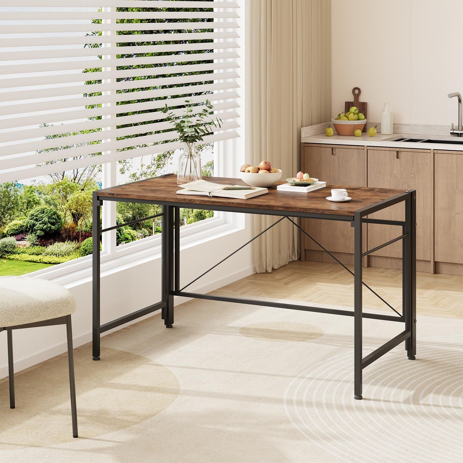 NAIMP Klapptisch Klappschreibtisch, Faltbar Tisch, Computertisch Platzsparend, Tischplatte aus MDF, einfache Montage