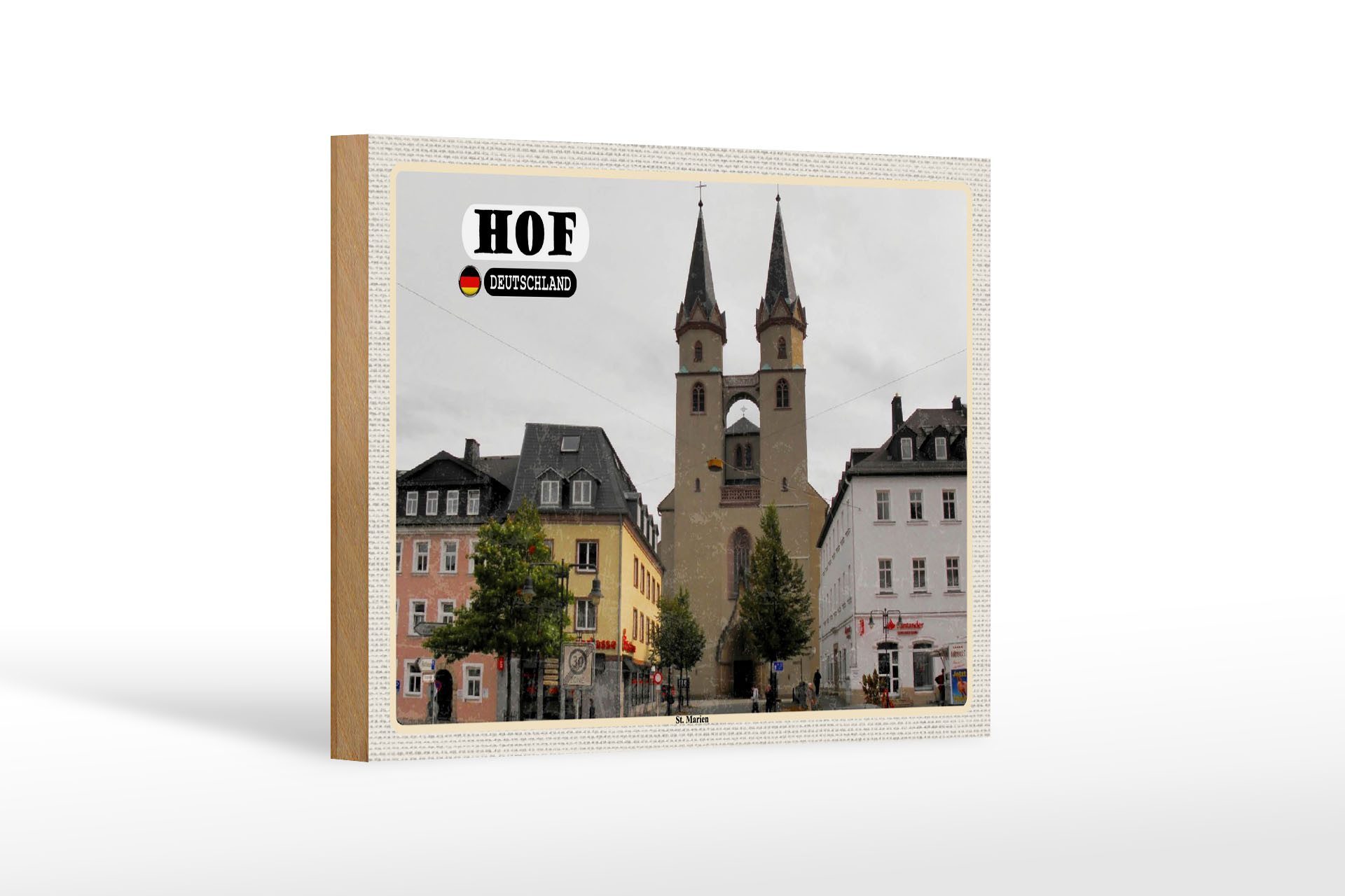 Femer GmbH Holzbild Städte Hof St. Martin Architektur 18x12 cm, (1 St), Glatte Holzfaserplatte (MDF), vorn beschichtet
