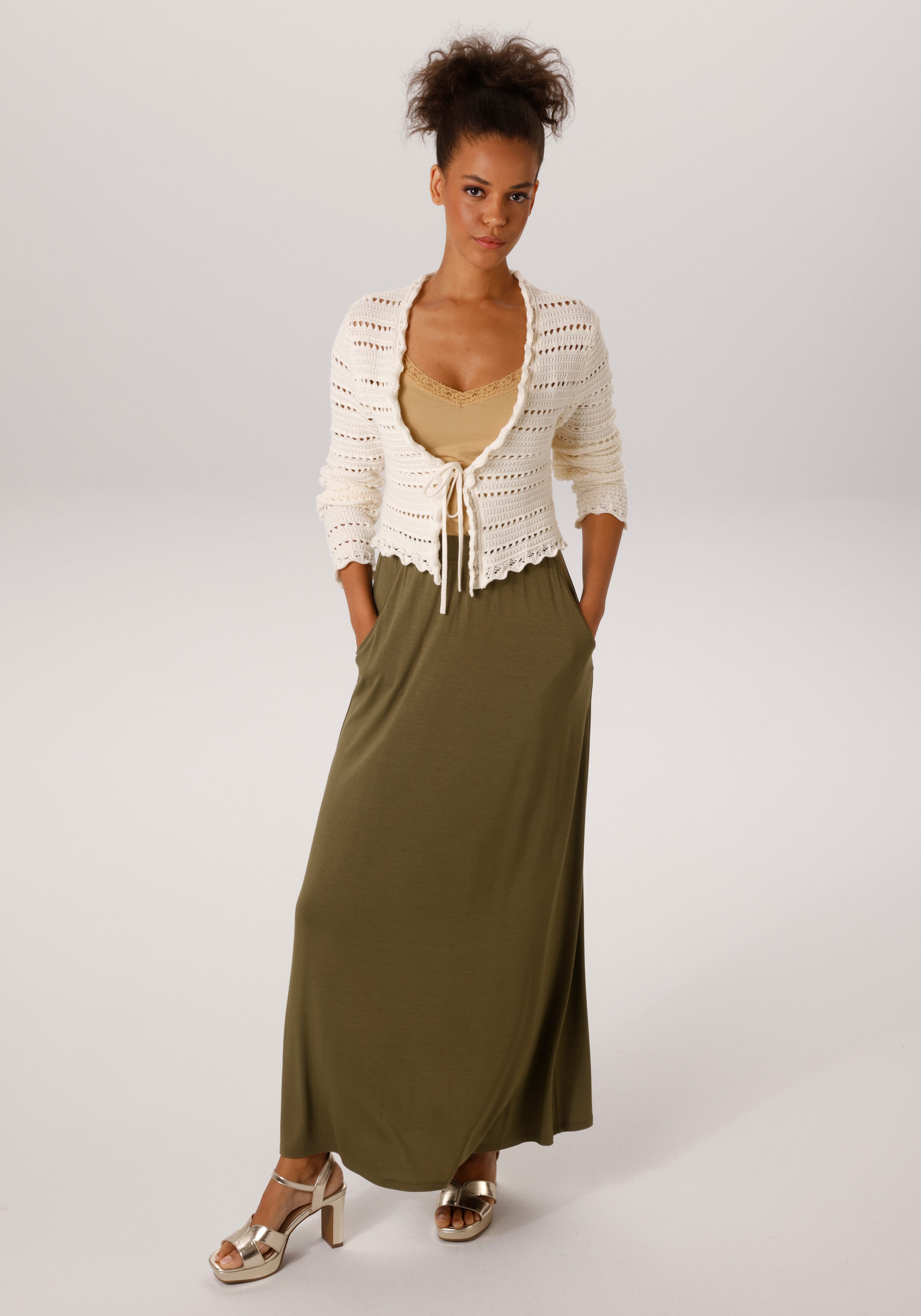 Aniston CASUAL Strickjacke im trendigen Ajour-Muster-Mix – Bild 4 von 5