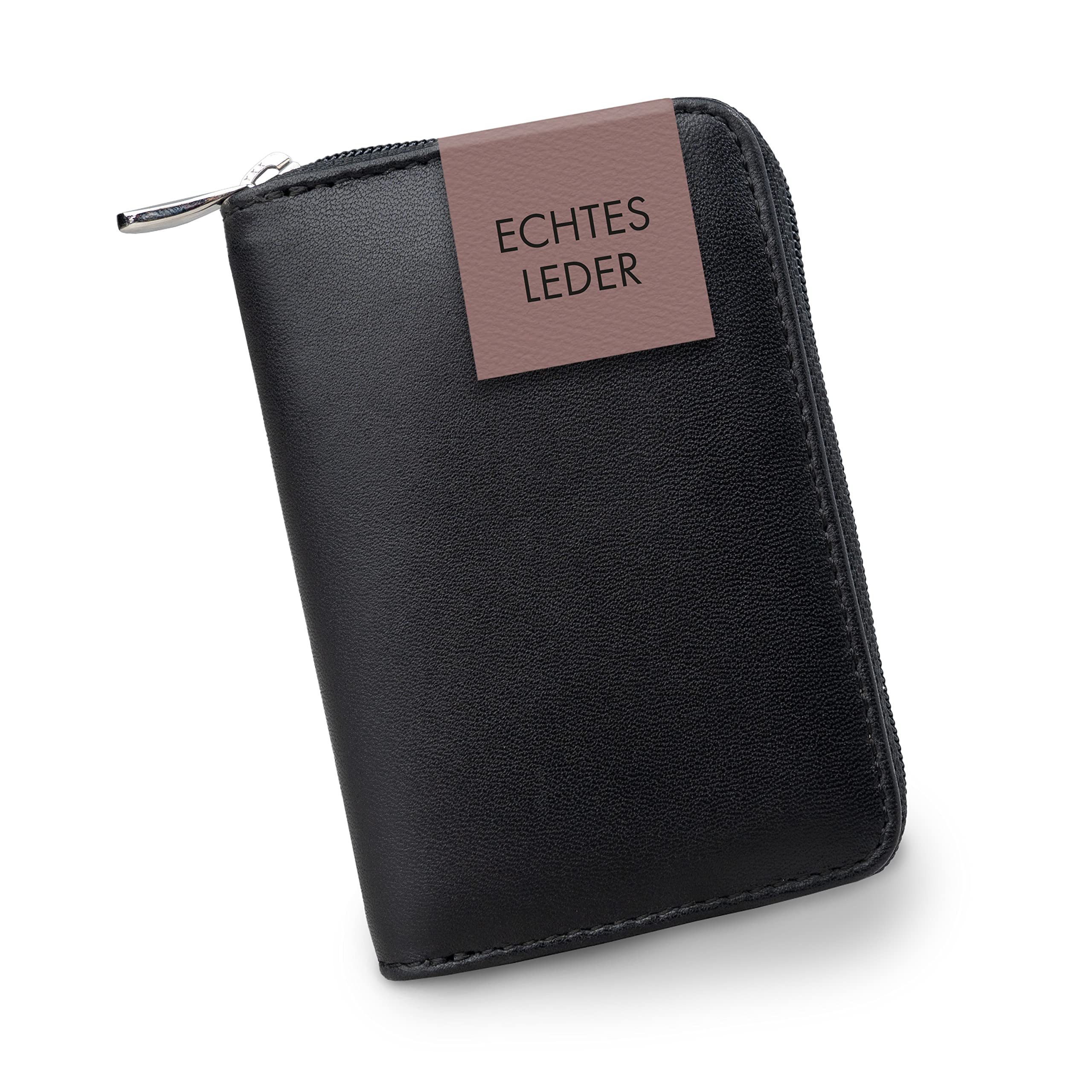 XiRRiX Mini Geldbörse - kleines Portemonnaie für Damen und Herren - mit Reißverschluss (mit Münzfach, 1-tlg), klein und handlich aus anschmiegsamem echtem Leder