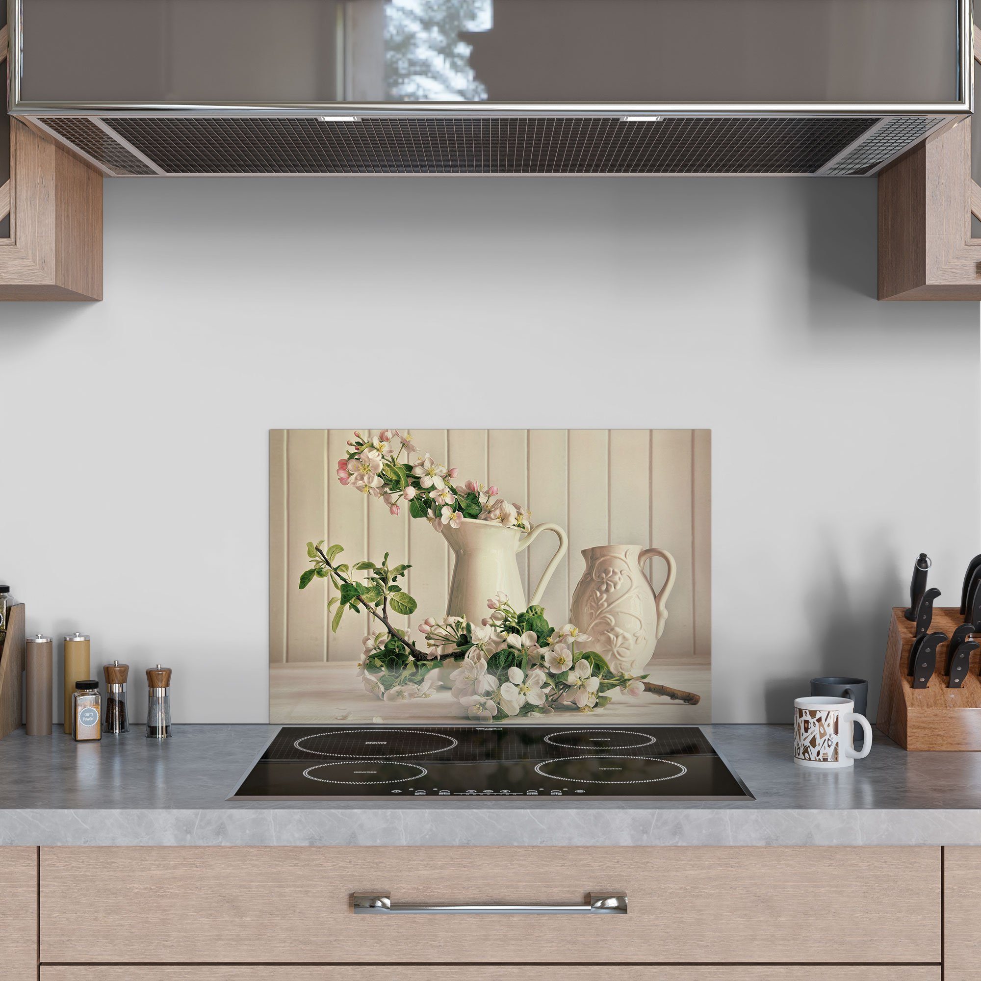 DEQORI Krug', Glas Badrückwand im Spritzschutz Herdblende 'Apfelblüten Küchenrückwand