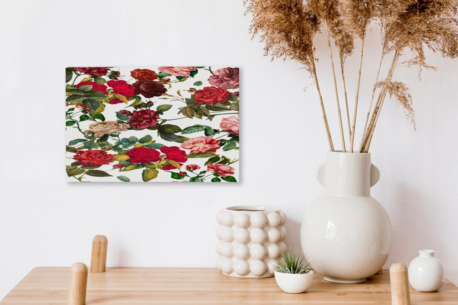 Aufhängefertig, Blumen Weiß, cm Wandbild Leinwandbilder, Wanddeko, St), Leinwandbild 30x20 - Rose (1 OneMillionCanvasses® -