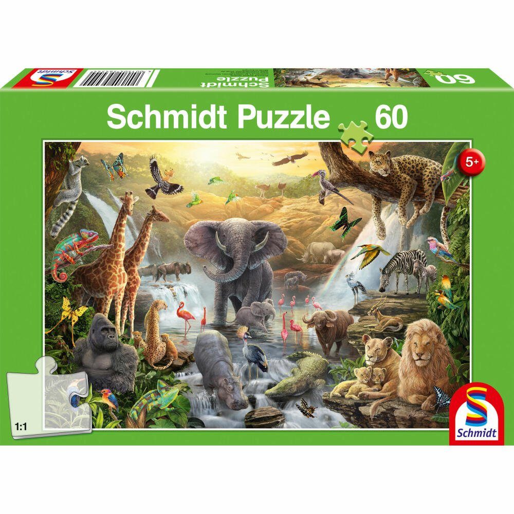 Uhrengeschäft Schmidt Spiele Puzzle 60 Teile, Tiere Afrika Puzzleteile 60 in