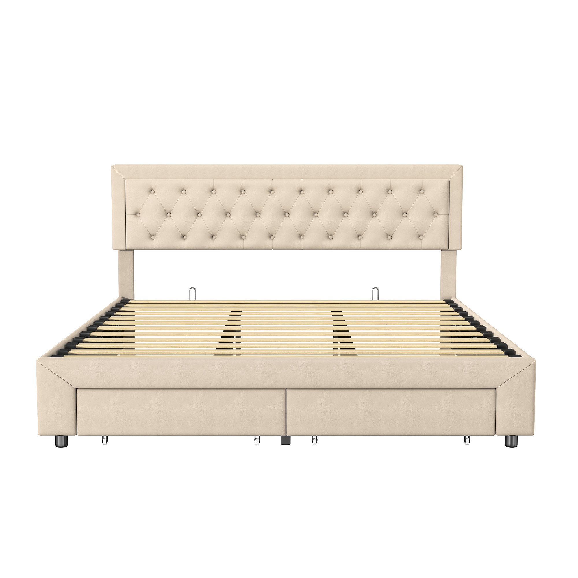 Furnishings Home Polsterbett Doppelbett Stauraumbett, Mit 2 Schubladen + Be günstig online kaufen