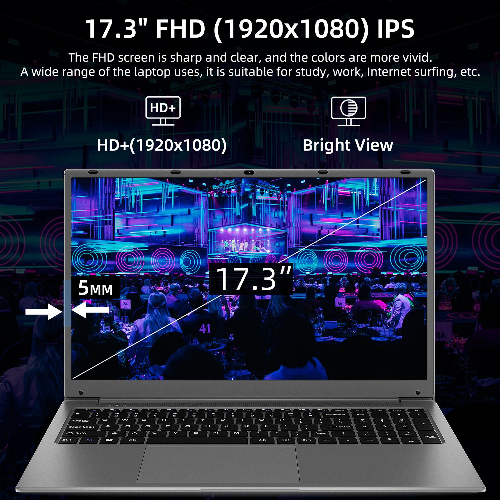 MENGHU 17,3" FHD IPS Laptop Windows 11 8GB RAM 512GB SSD 8000mAh Akku Notebook (Intel® Celeron® Processor N4020, 8 GB, 512 GB SSD, Intel® UHD Graphics 600)