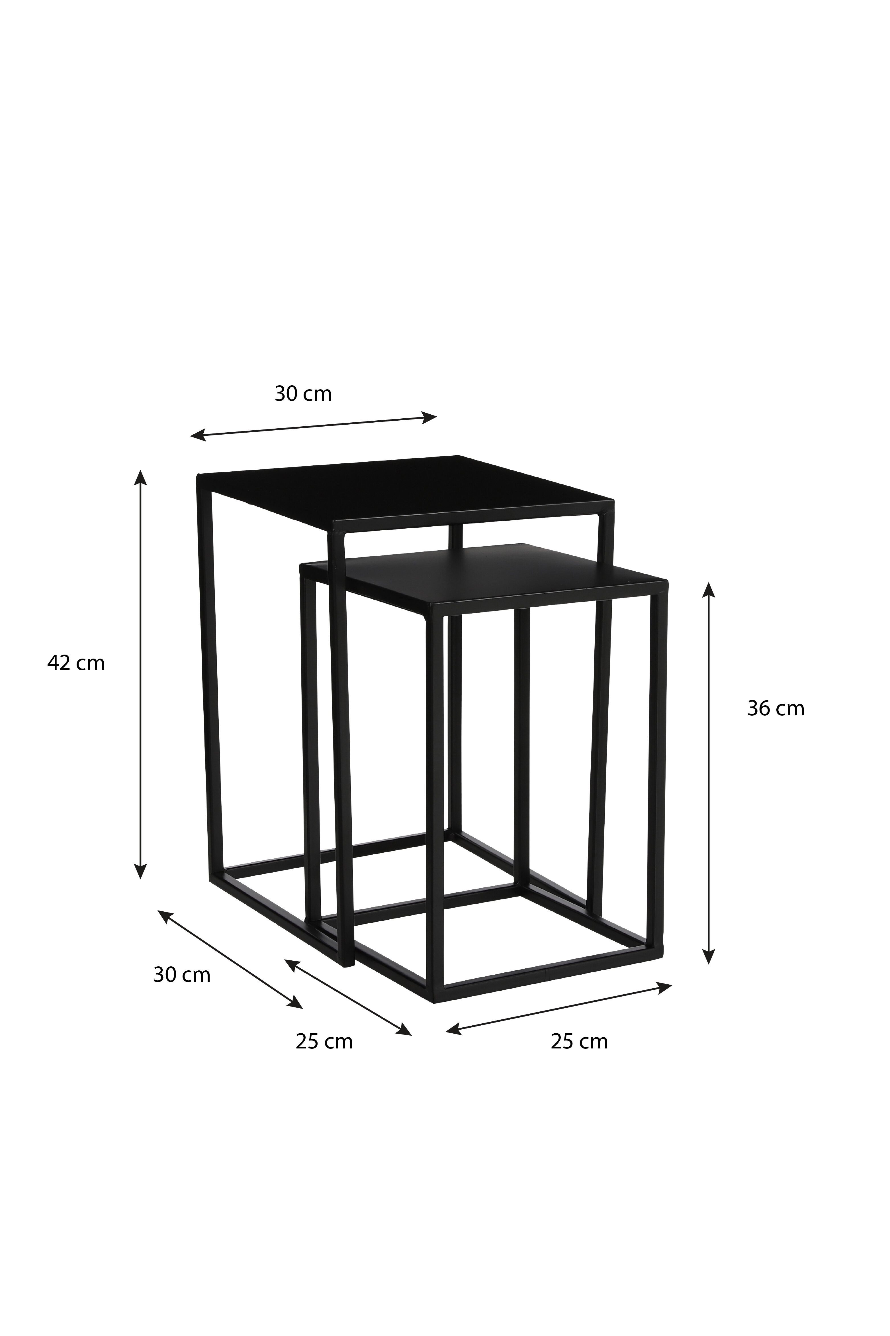 Mica Decorations Beistelltisch Mica Decorations Goa Beistelltisch schwarz Satz von 2 - l30xb30xh42cm