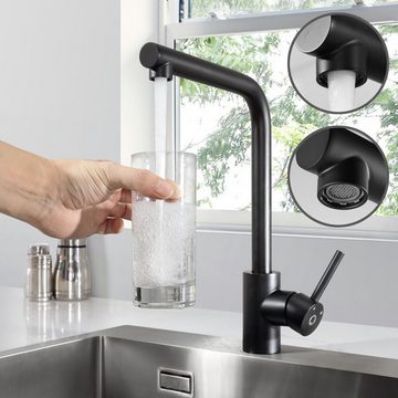 CECIPA pro Küchenarmatur Wasserhahn Küche Mischbatterie Küche 360° Drehbar Armatur Küche (Wasserhahn aus Edelstahl, 1-St., Einhand-Waschtischarmatur) Ventilkern aus Keramik