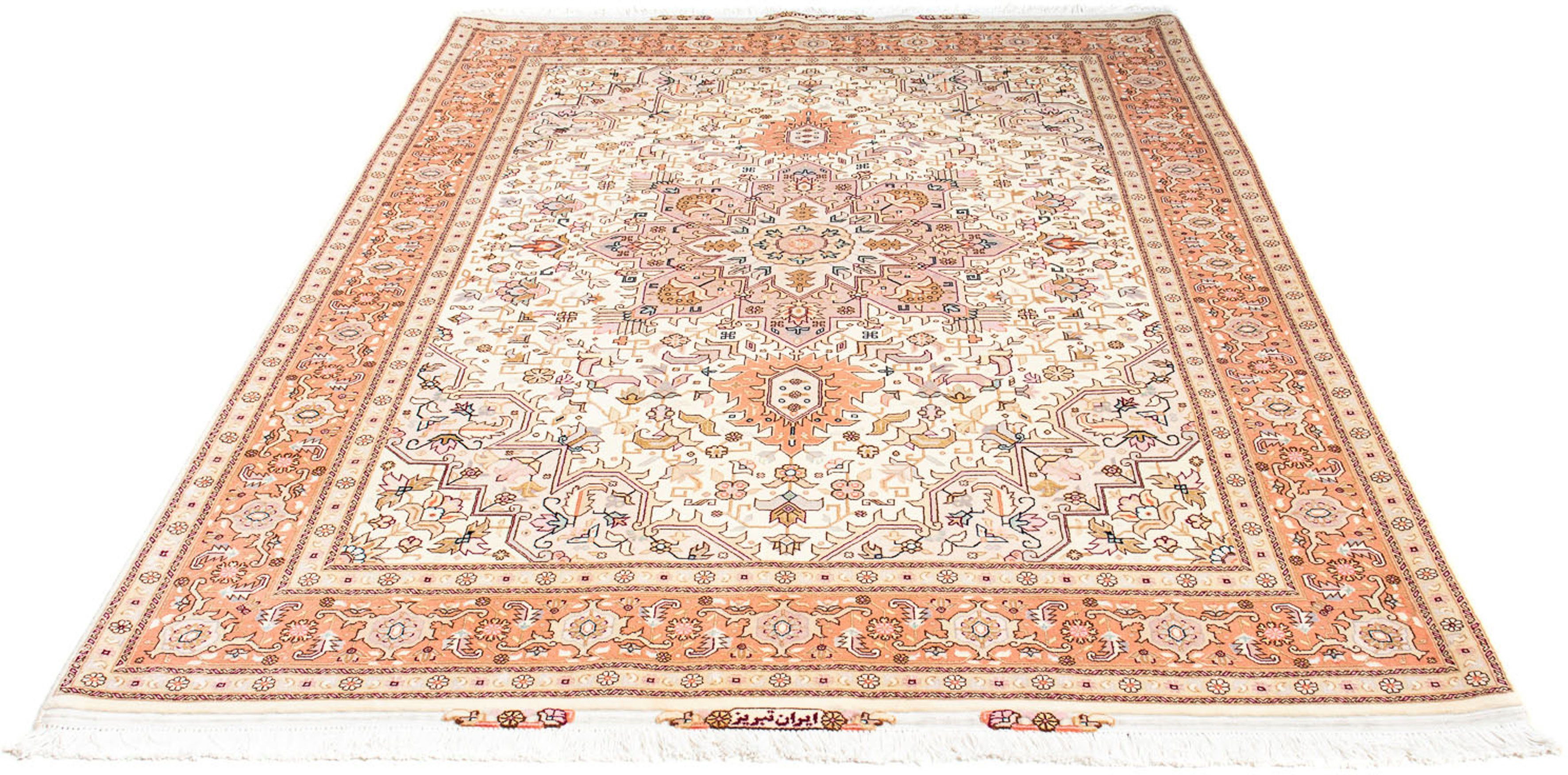 Orientteppich Perser - Täbriz - Royal - 214 x 154 cm - beige, morgenland, rechteckig, Höhe: 7 mm, Wohnzimmer, Handgeknüpft, Einzelstück mit Zertifikat