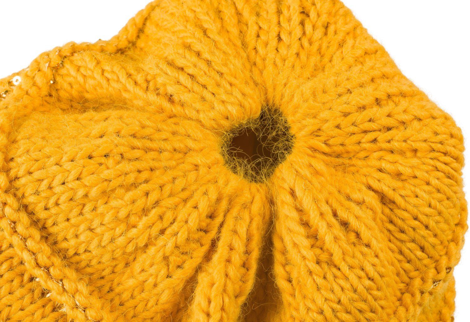 styleBREAKER Strickmütze Strickmütze mit Pailletten für Pferdeschwanz (1-St)