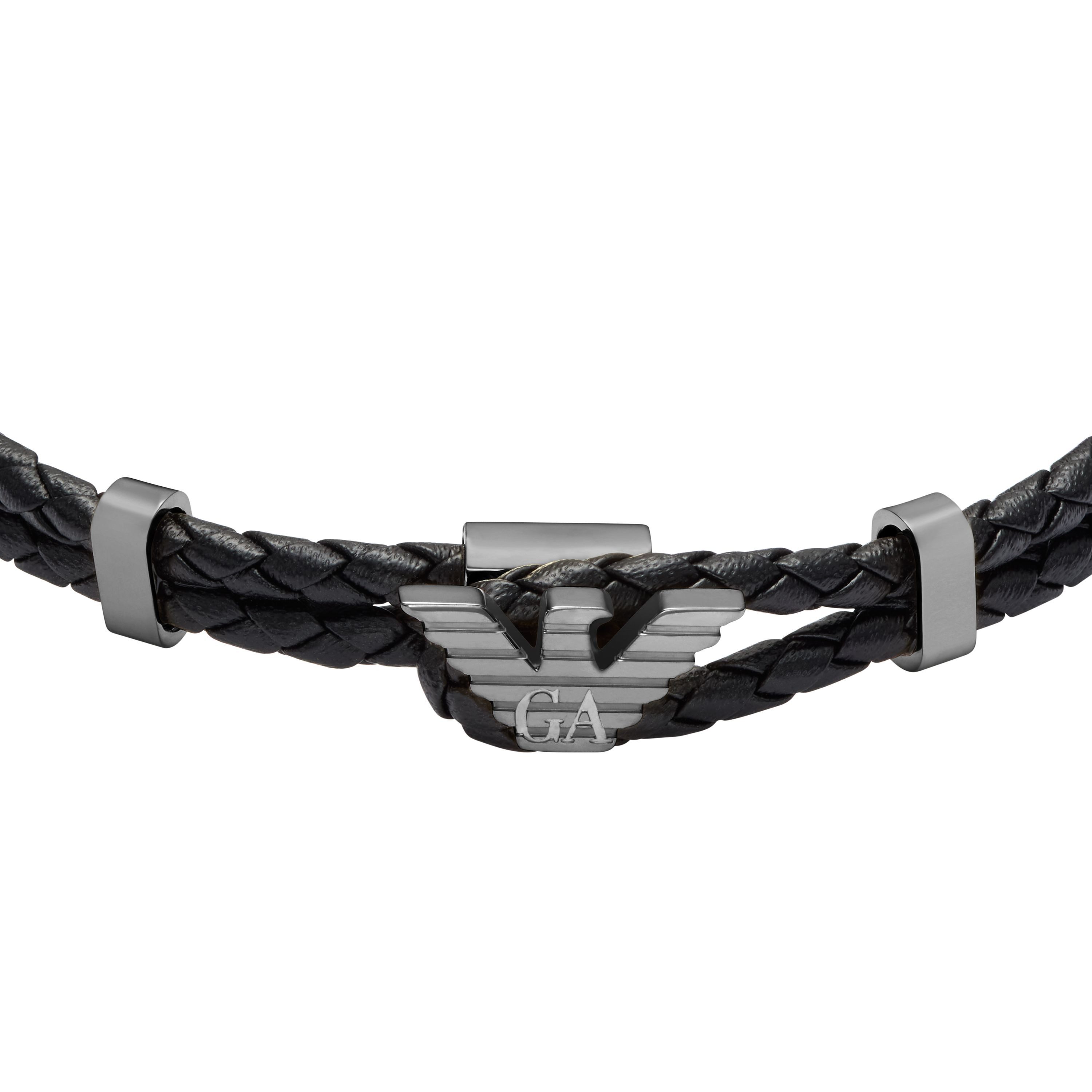 Emporio Armani Lederarmband Schmuck Geschenk Edelstahl, Leder