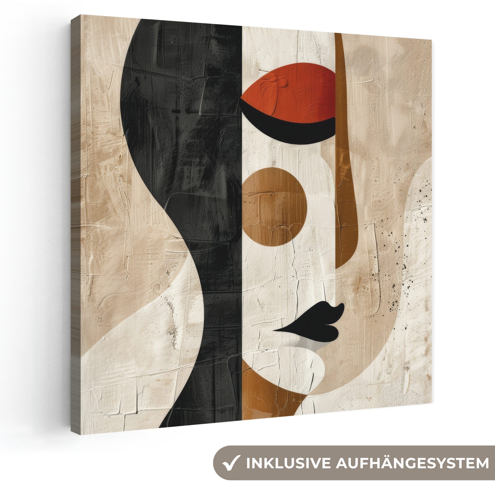 OneMillionCanvasses® Leinwandbild Gesicht - Abstrakt - Kunst - Formen, Fotodruck (1 St), Wandbild, Deko Schlafzimmer Wohnzimmer Flur 20x20 cm