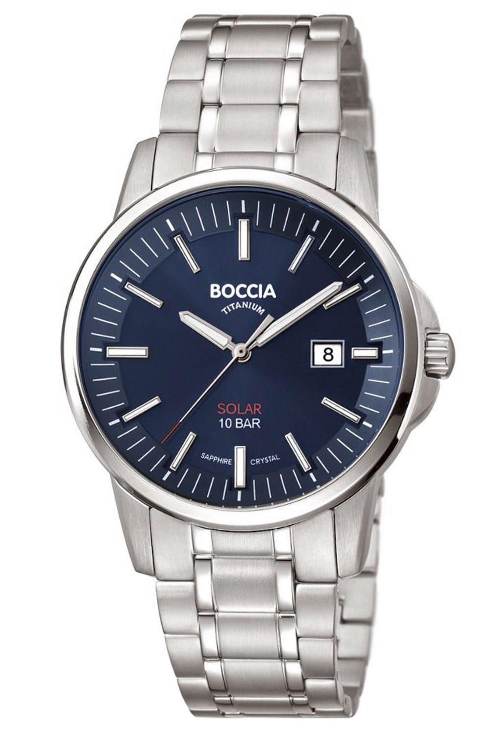 Boccia Solaruhr Herren-Titan mit Saphirglas Blau