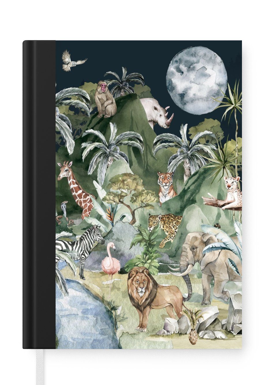 MuchoWow Notizbuch Kinder - Dschungel - Natur - Tiere - Pflanzen, Journal, Merkzettel, Tagebuch, Notizheft, A5, 98 Seiten, Haushaltsbuch