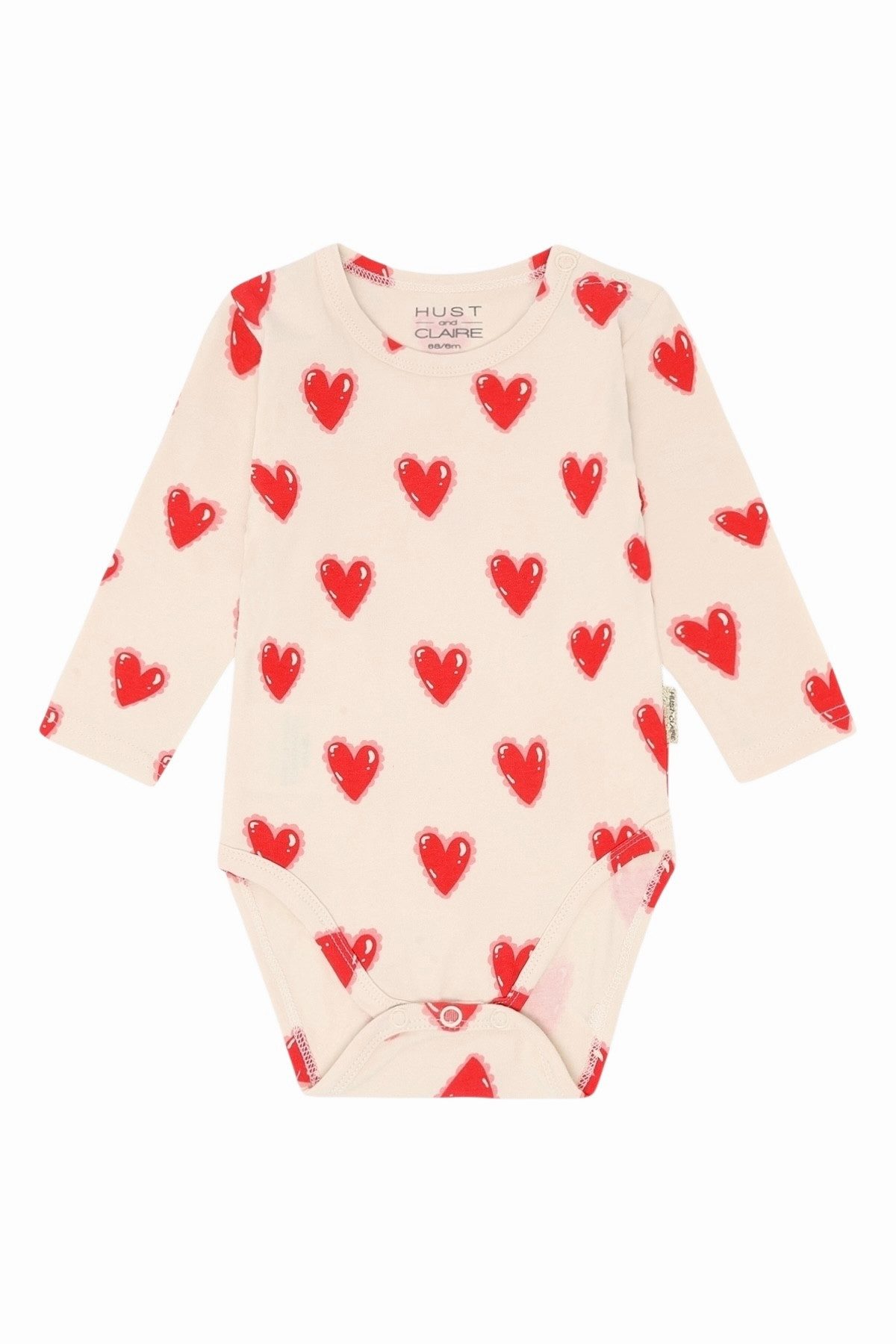 Hust & Claire Langarmbody HCBri Love (1-tlg) Baby Body „Bri Love“ Langarm Herz-Prin, Farbe Kit, Mädchen