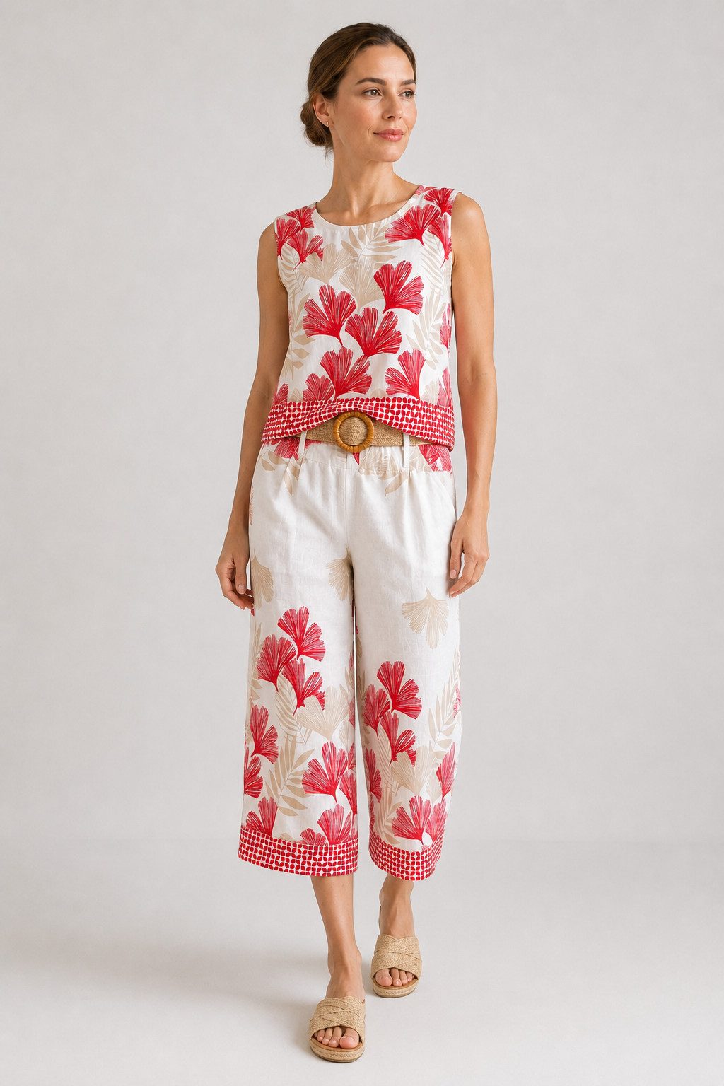 ITALY VIBES Hosenanzug - Zweiteiler für Damen - Set aus Culotte Hose und passendem Shirt ONE SIZE / passend für Größen M bis XL