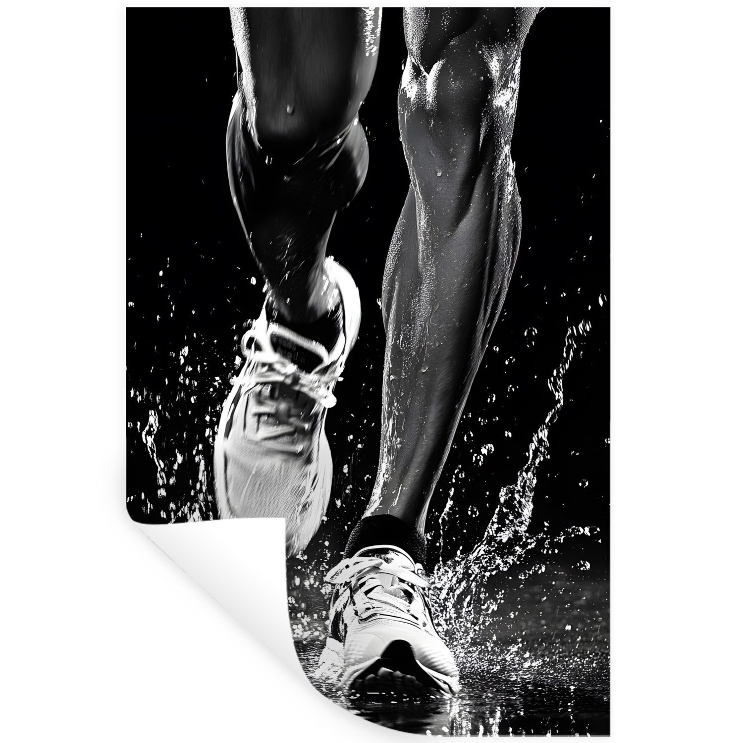 MuchoWow Wandsticker Laufschuhe - Laufen - Drops - Schwarz (1 St), Wanddeko, Aufkleber, Wandtattoo, 80x120 cm